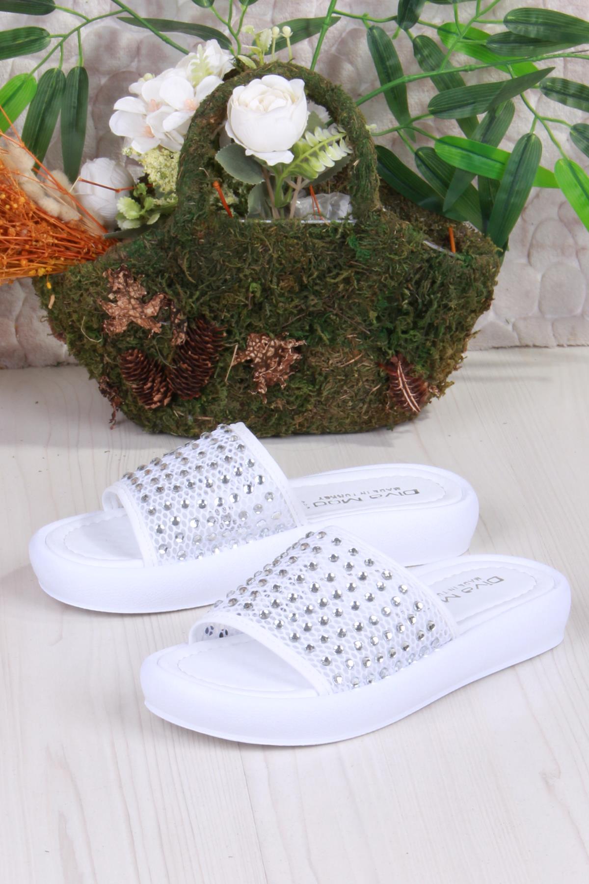 35035 Diva Com Dantel Taş Detaylı Kadın Terlik - Görsel 5