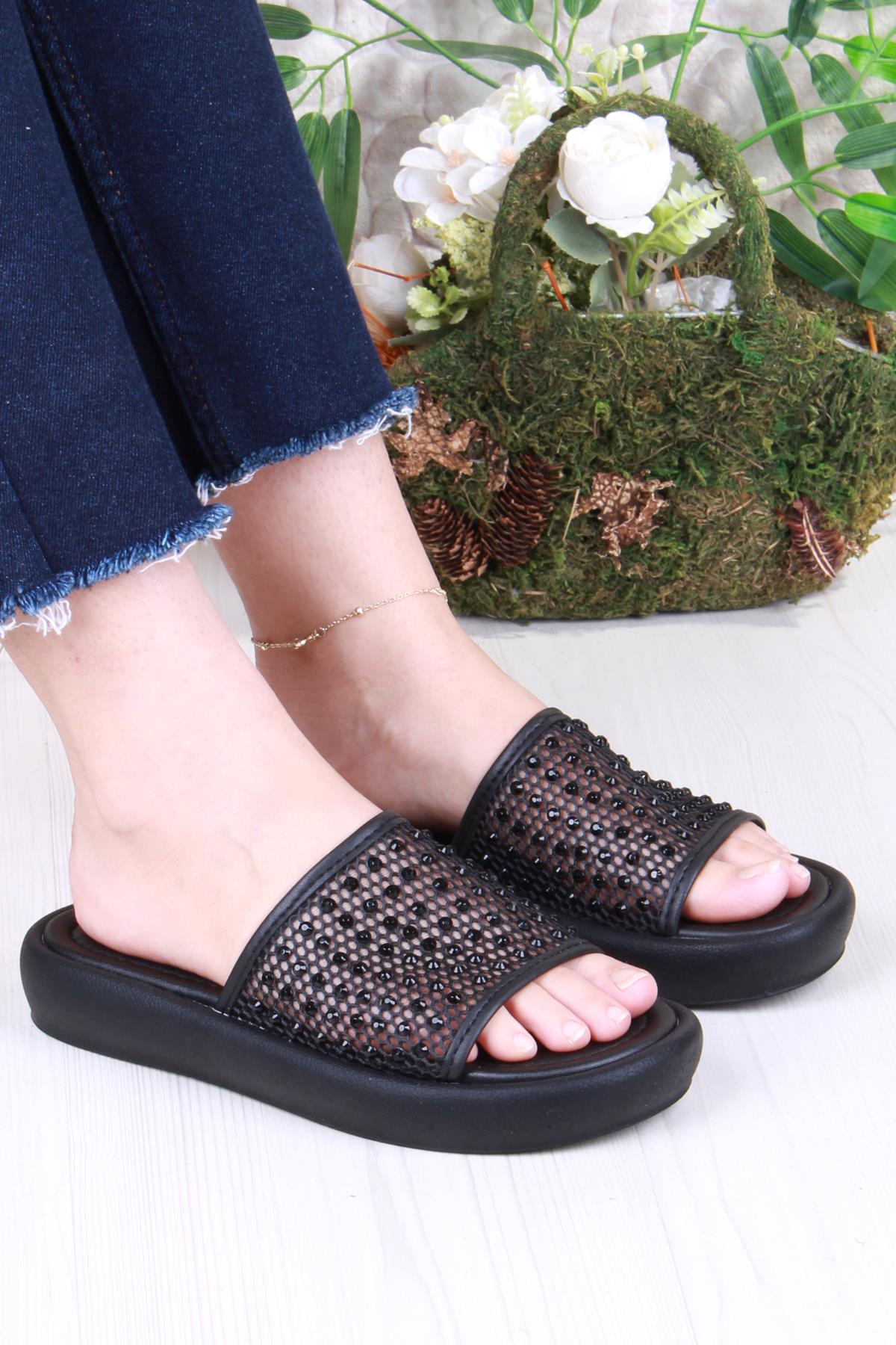 35035 Diva Com Dantel Taş Detaylı Kadın Terlik - Görsel 2