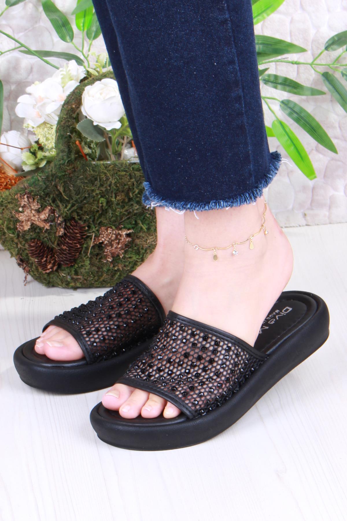 35035 Diva Com Dantel Taş Detaylı Kadın Terlik - Görsel 3