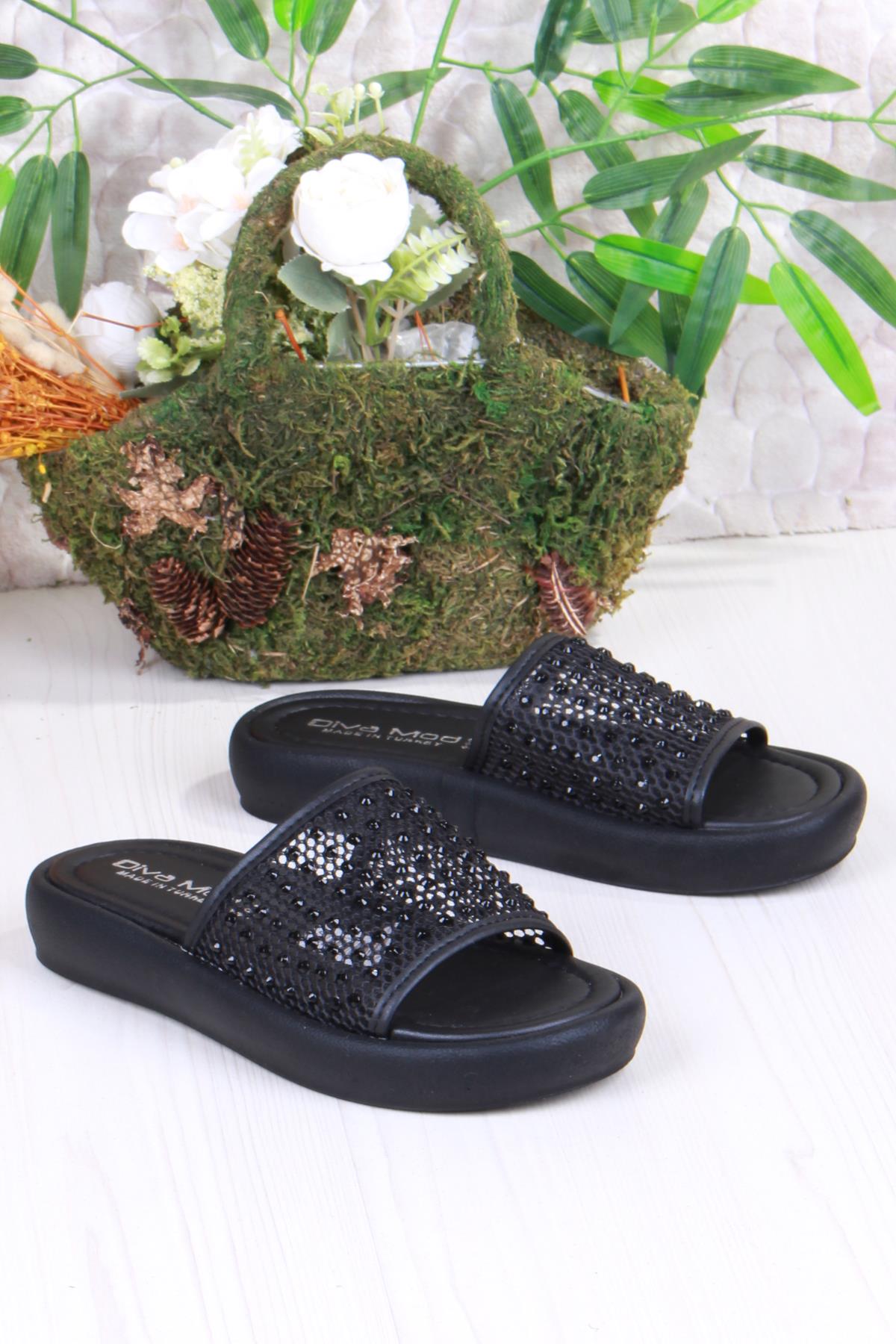 35035 Diva Com Dantel Taş Detaylı Kadın Terlik - Görsel 4