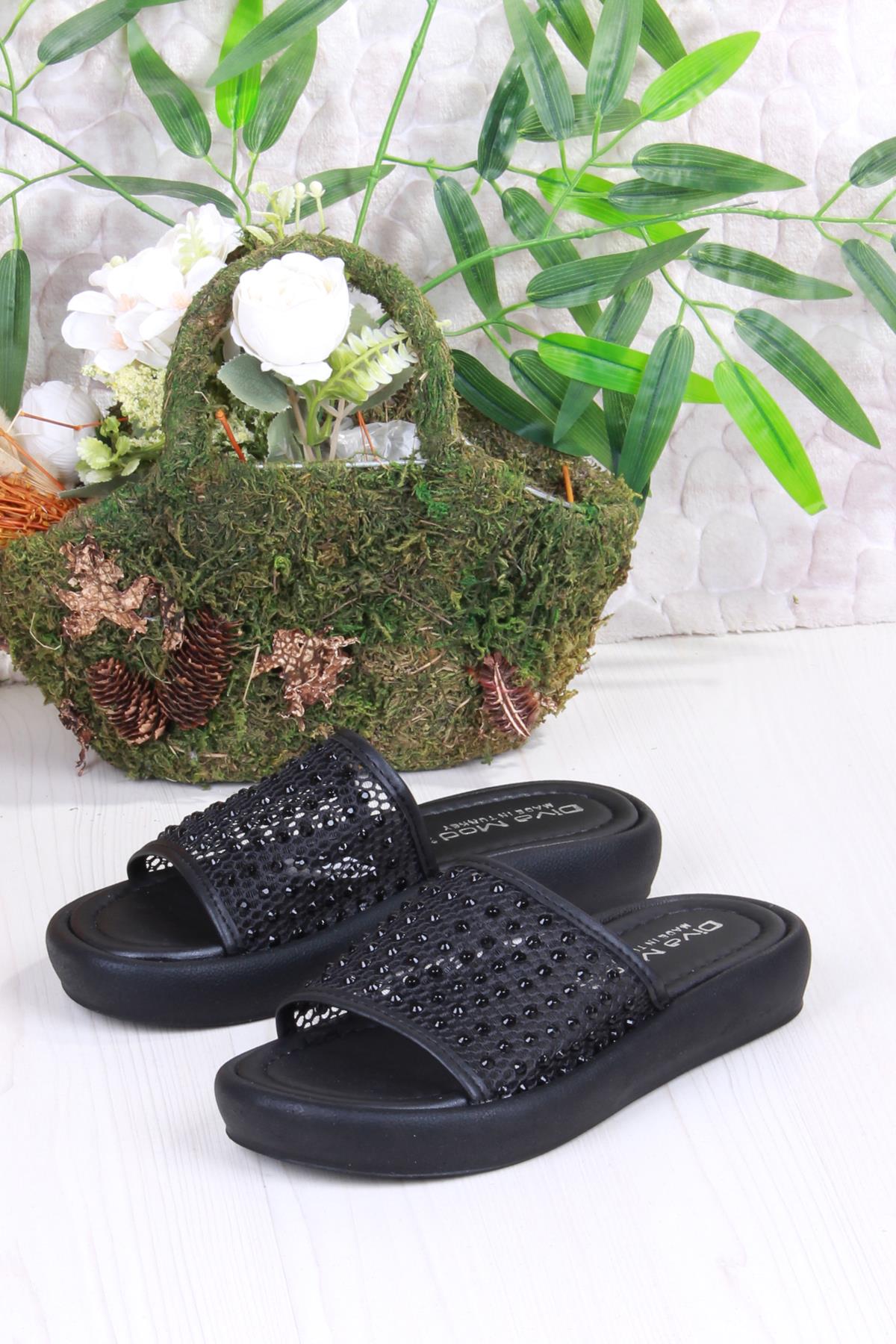 35035 Diva Com Dantel Taş Detaylı Kadın Terlik - Görsel 5