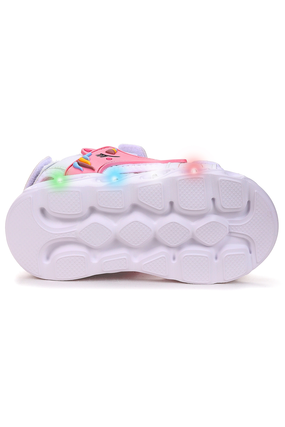 Unicorn Günlük Işıklı Cırtlı Kız Bebek Sandalet Ayakkabı Beyaz - Pudra - Görsel 6