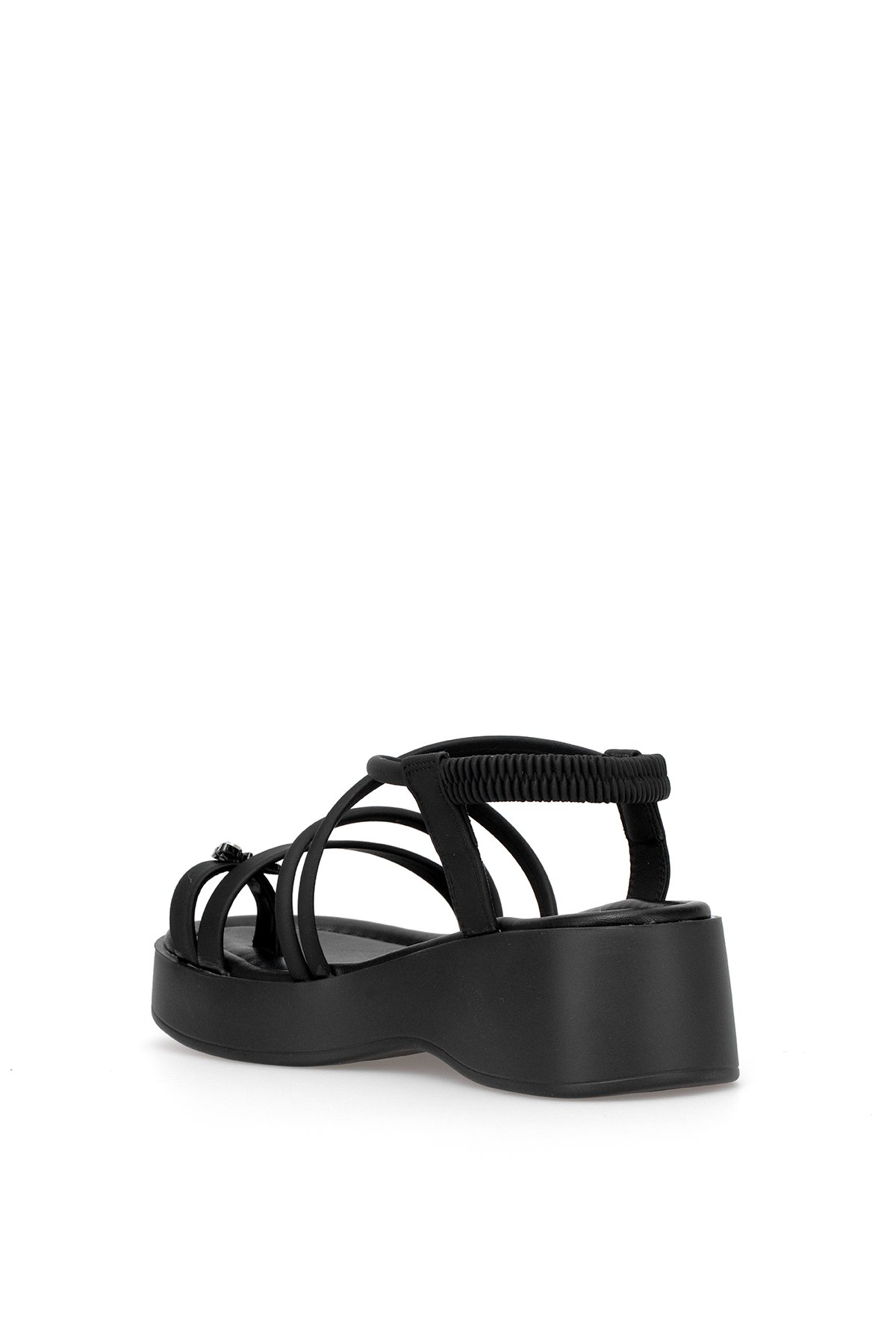 B121 Kadın Hakiki Deri Topuklu Sandalet Siyah - Görsel 5
