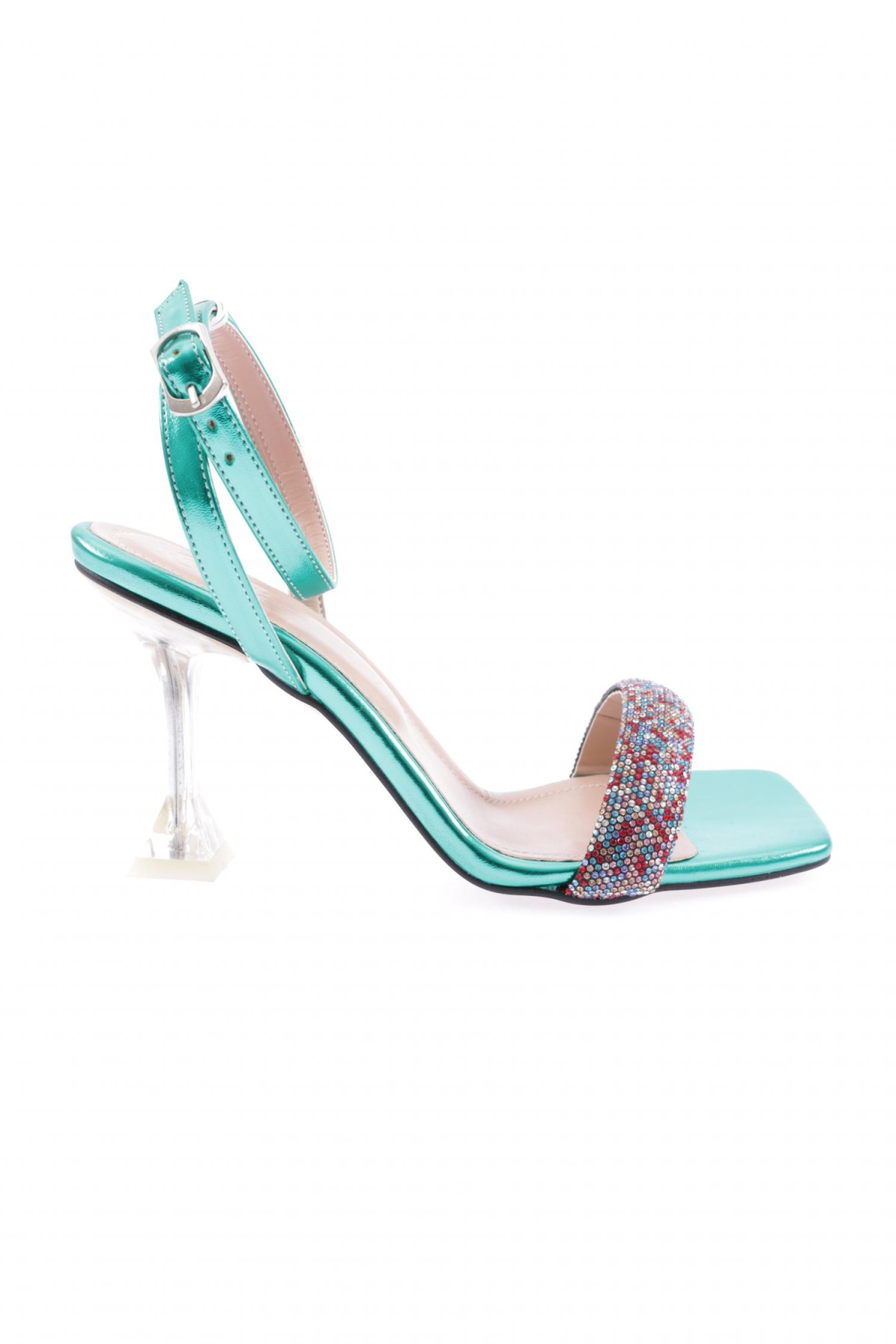 5161-23Y Kadin Silver Taşli Bilekten Bağli Topuklu Ayakkabi - Görsel 2