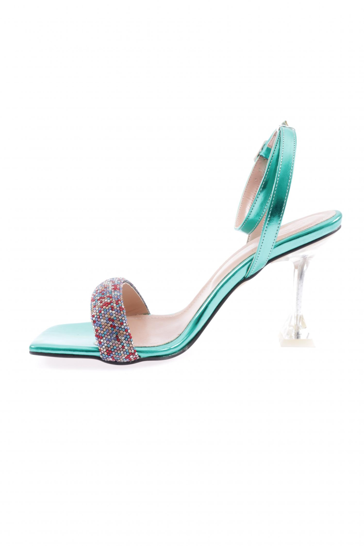 5161-23Y Kadin Silver Taşli Bilekten Bağli Topuklu Ayakkabi - Görsel 4