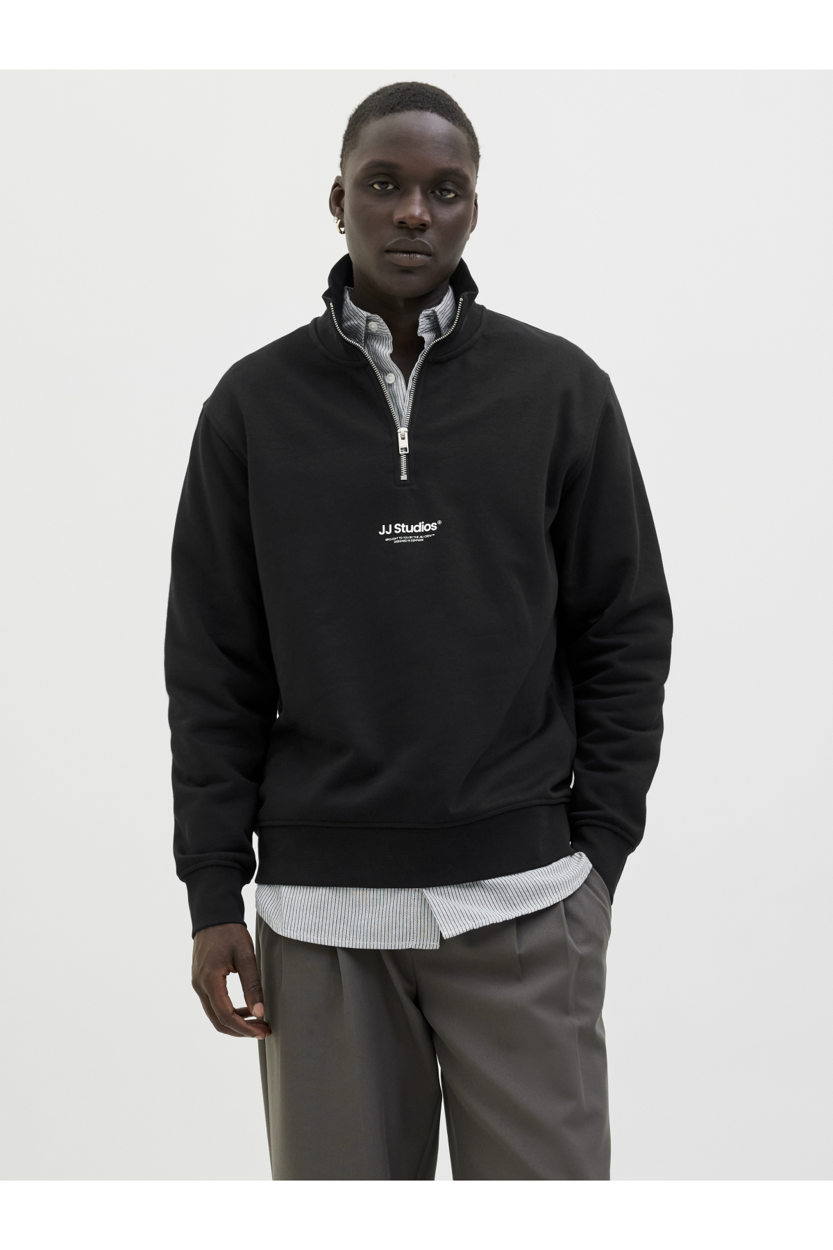 トップス RESISTED YARNDYED WOOLGABARDINE PULLOVER Jack Jones Joreddıe Teddy Half Zıp Hn T25 Erkek Yeşil Sweatshirt