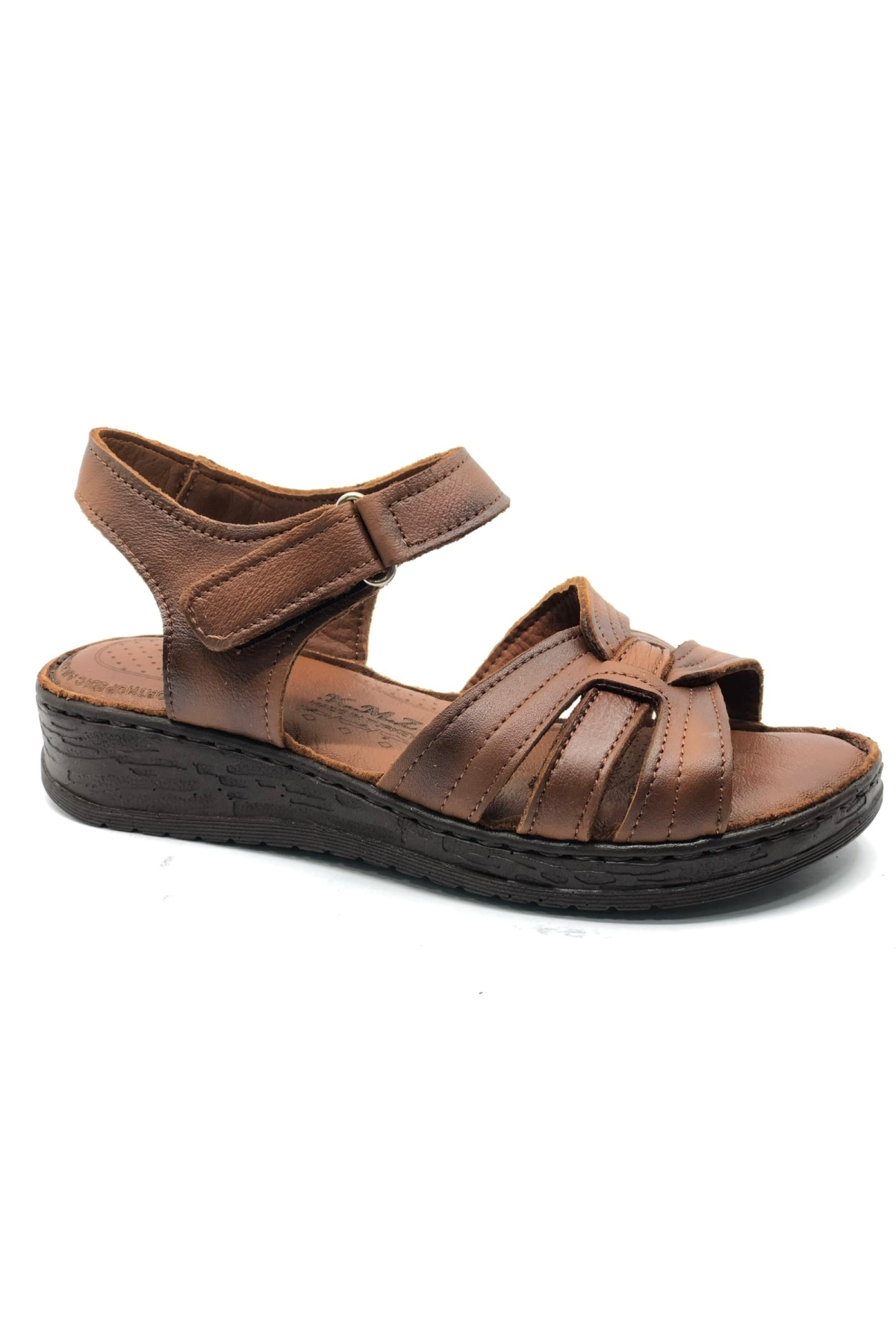 8712 Hakiki Deri Comfort Ortopedik Kadın Sandalet - Görsel 2