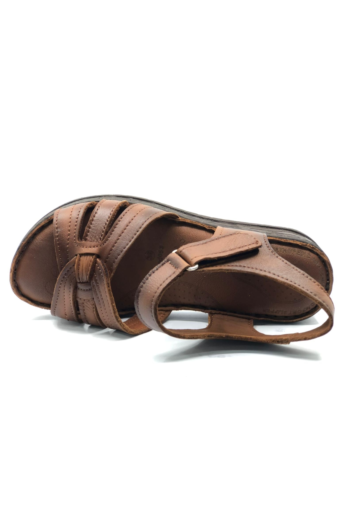 8712 Hakiki Deri Comfort Ortopedik Kadın Sandalet - Görsel 5