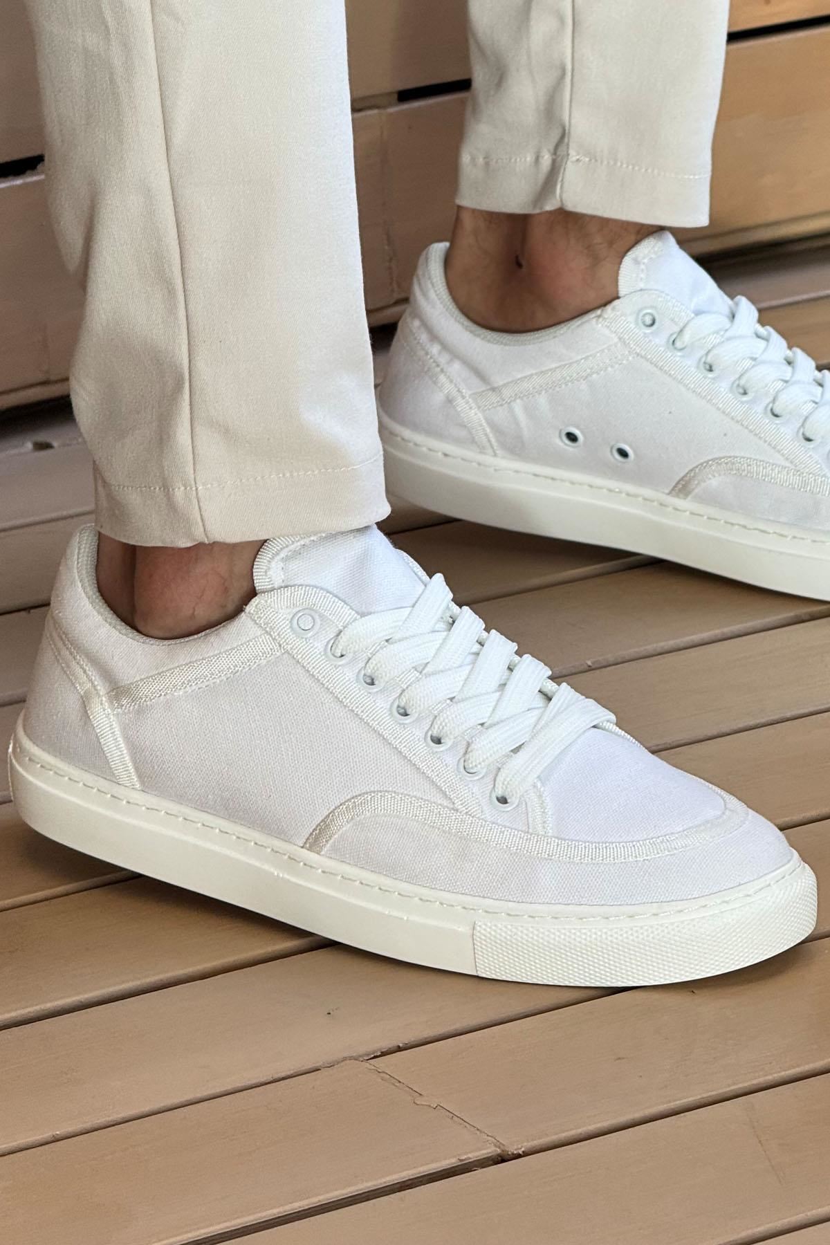 Keten Bağcıklı Erkek Günlük Ayakkabı Beyaz - Görsel 3