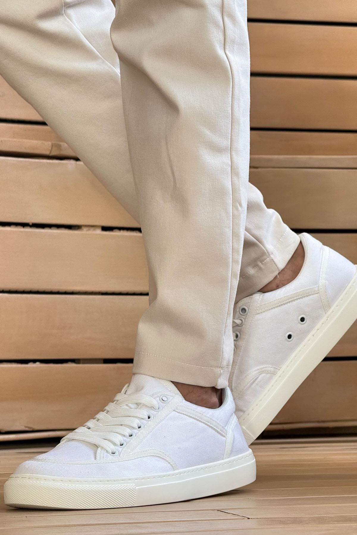 Keten Bağcıklı Erkek Günlük Ayakkabı Beyaz - Görsel 4