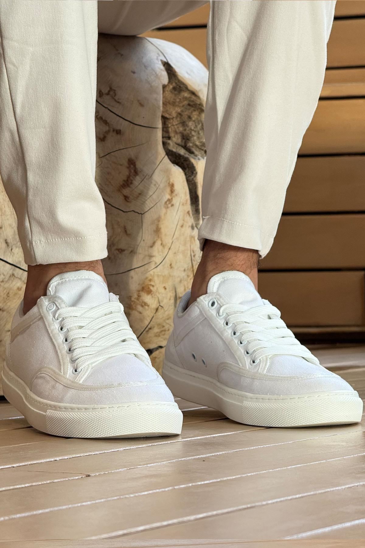 Keten Bağcıklı Erkek Günlük Ayakkabı Beyaz - Görsel 5