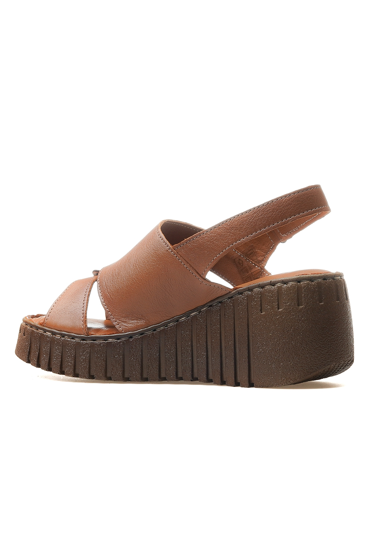 Kadın Hakiki Deri Günlük Sandalet 25y 25020264y Z Taba Kahve - Görsel 4