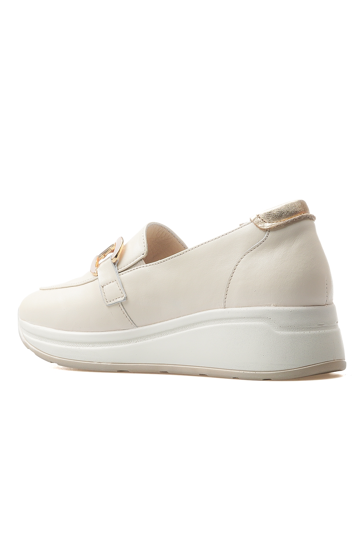 Kadın Hakiki Deri Toka Detaylı Airflow Ortopedik Taban Günlük Ayakkabı 25y 2216647y Z Bej/altın - Görsel 4