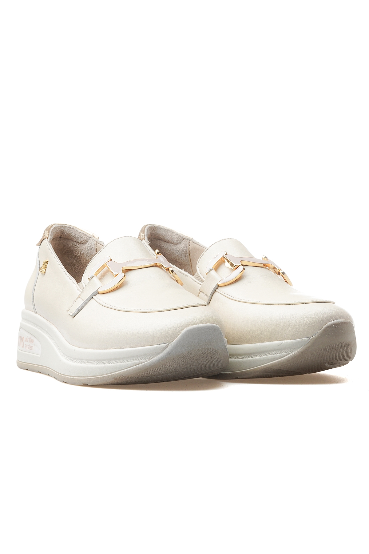 Kadın Hakiki Deri Toka Detaylı Airflow Ortopedik Taban Günlük Ayakkabı 25y 2216647y Z Bej/altın - Görsel 6