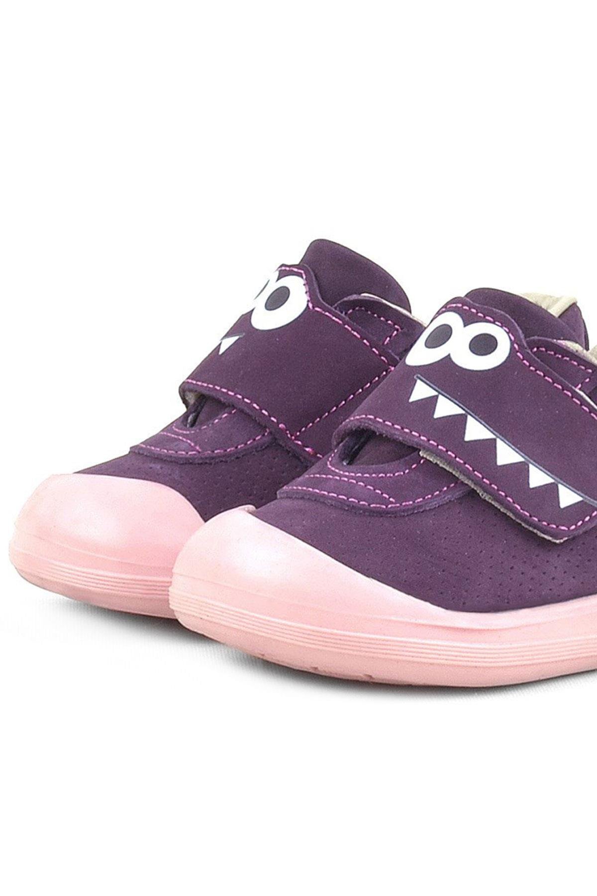 Dino Hakiki Deri Mor Yüksek Bilekli Bebek Ayakkabı - Görsel 8