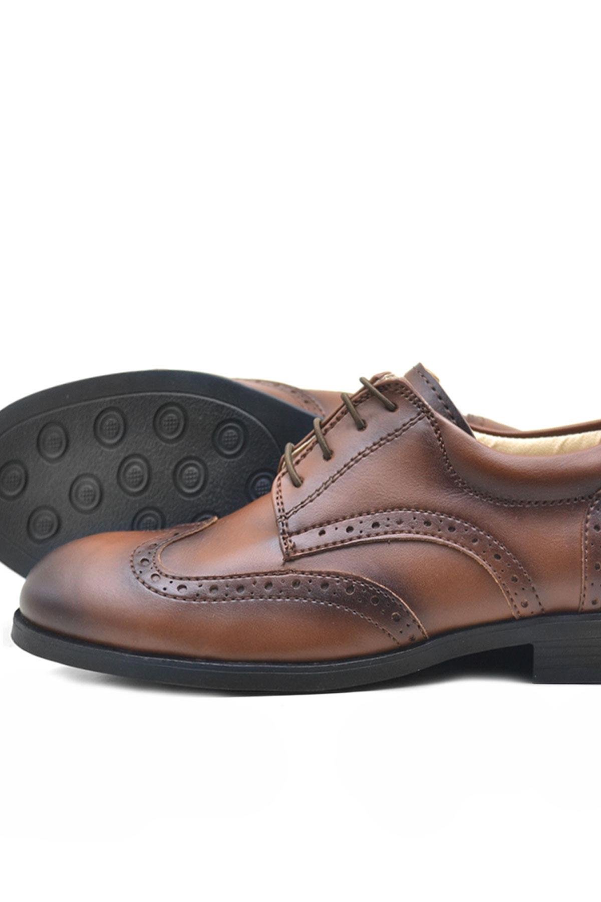 Titan Taba Bağcıklı Klasik Erkek Çocuk Abiye Ayakkabı - Görsel 7