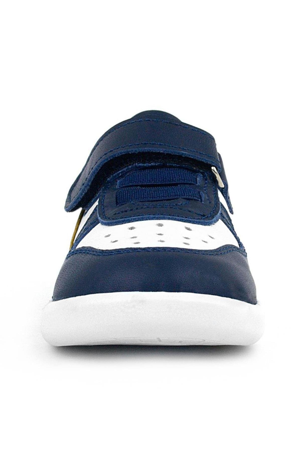 Hakiki Deri Anatomik Lacivert Beyaz Bebek Spor Ayakkabı - Görsel 4