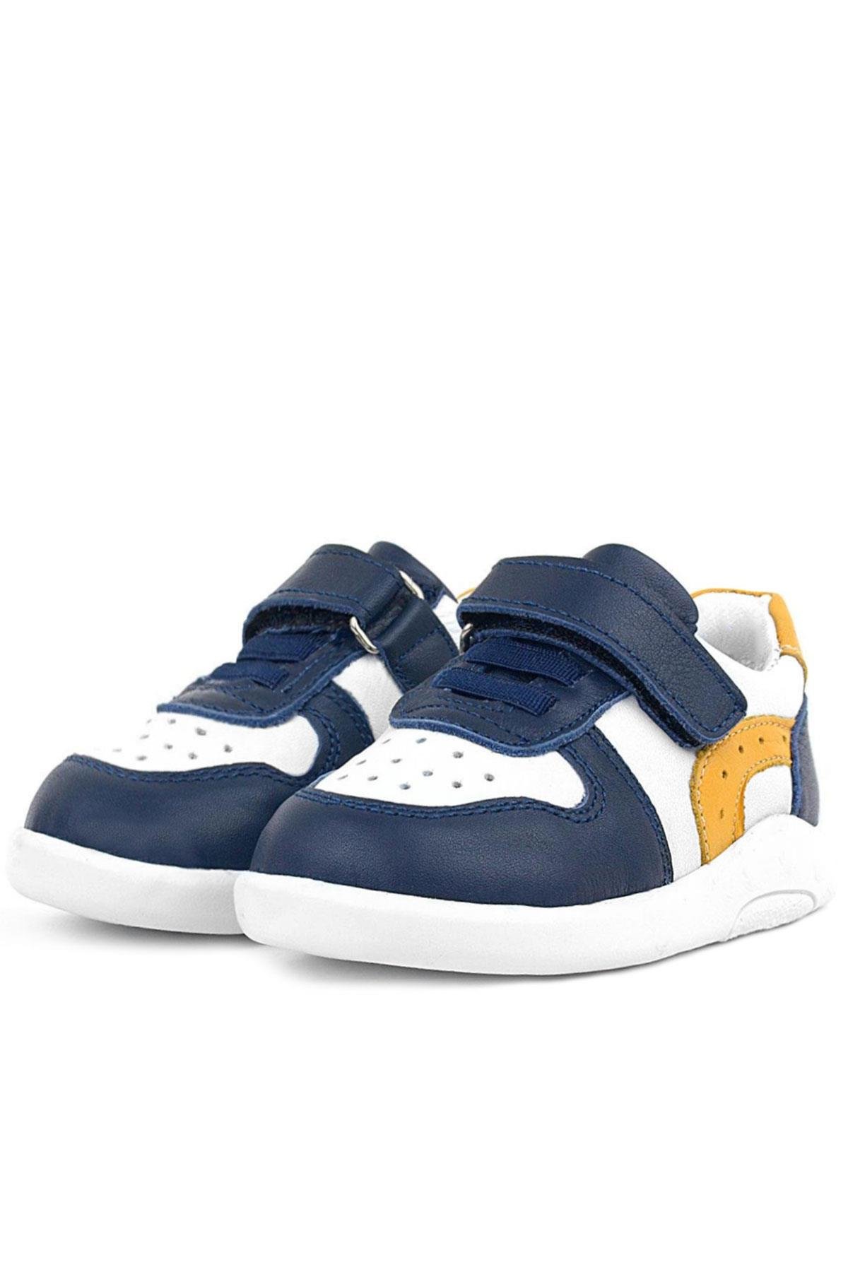 Hakiki Deri Anatomik Lacivert Beyaz Bebek Spor Ayakkabı - Görsel 5
