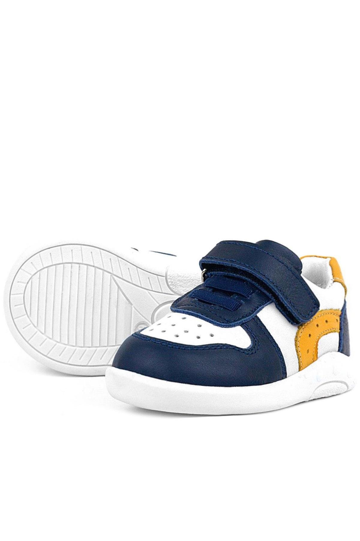 Hakiki Deri Anatomik Lacivert Beyaz Bebek Spor Ayakkabı - Görsel 6