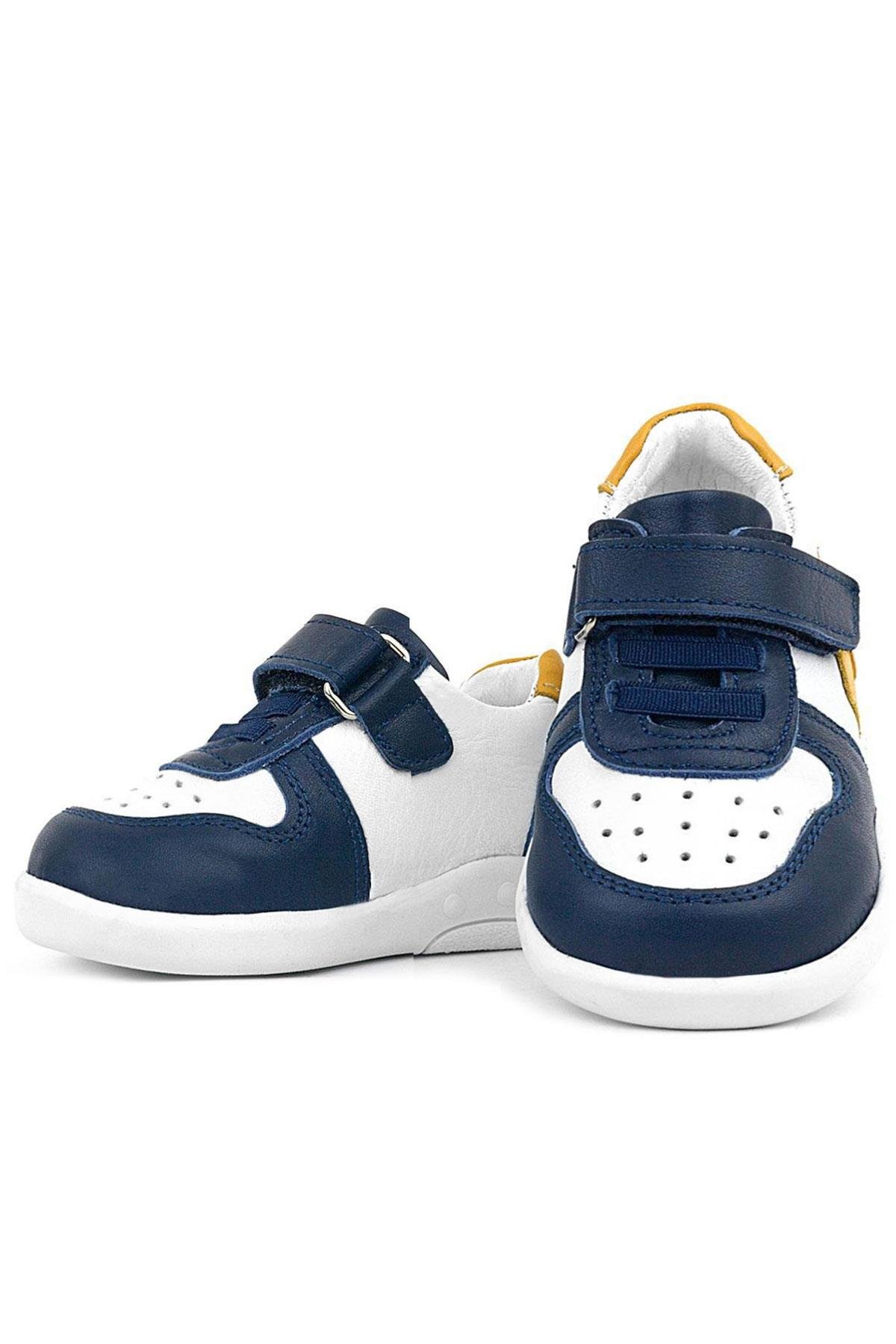 Hakiki Deri Anatomik Lacivert Beyaz Bebek Spor Ayakkabı - Görsel 7