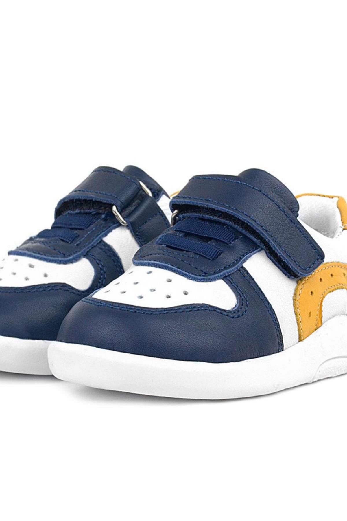 Hakiki Deri Anatomik Lacivert Beyaz Bebek Spor Ayakkabı - Görsel 8