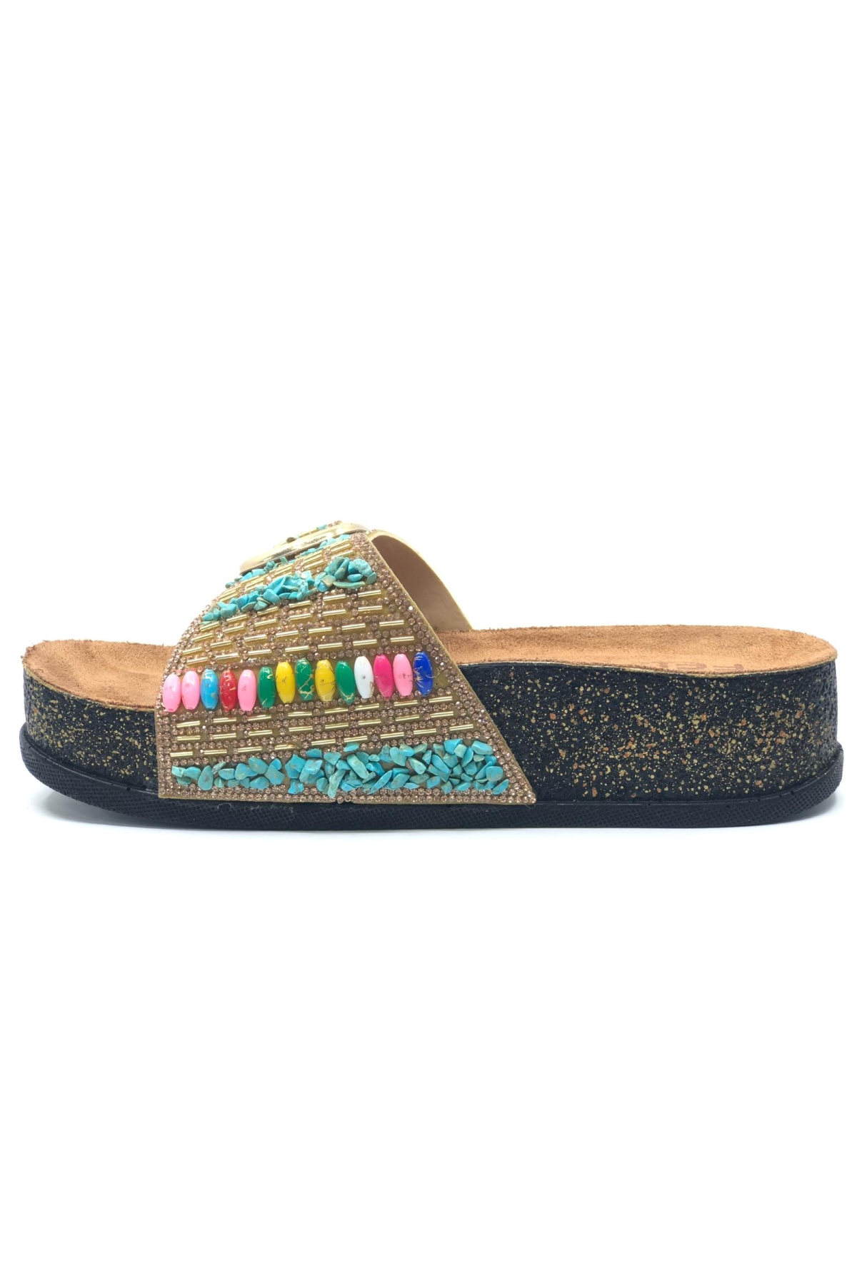 Tek Toka Mantar Taban Taş Detaylı Kadın Terlik - Görsel 5