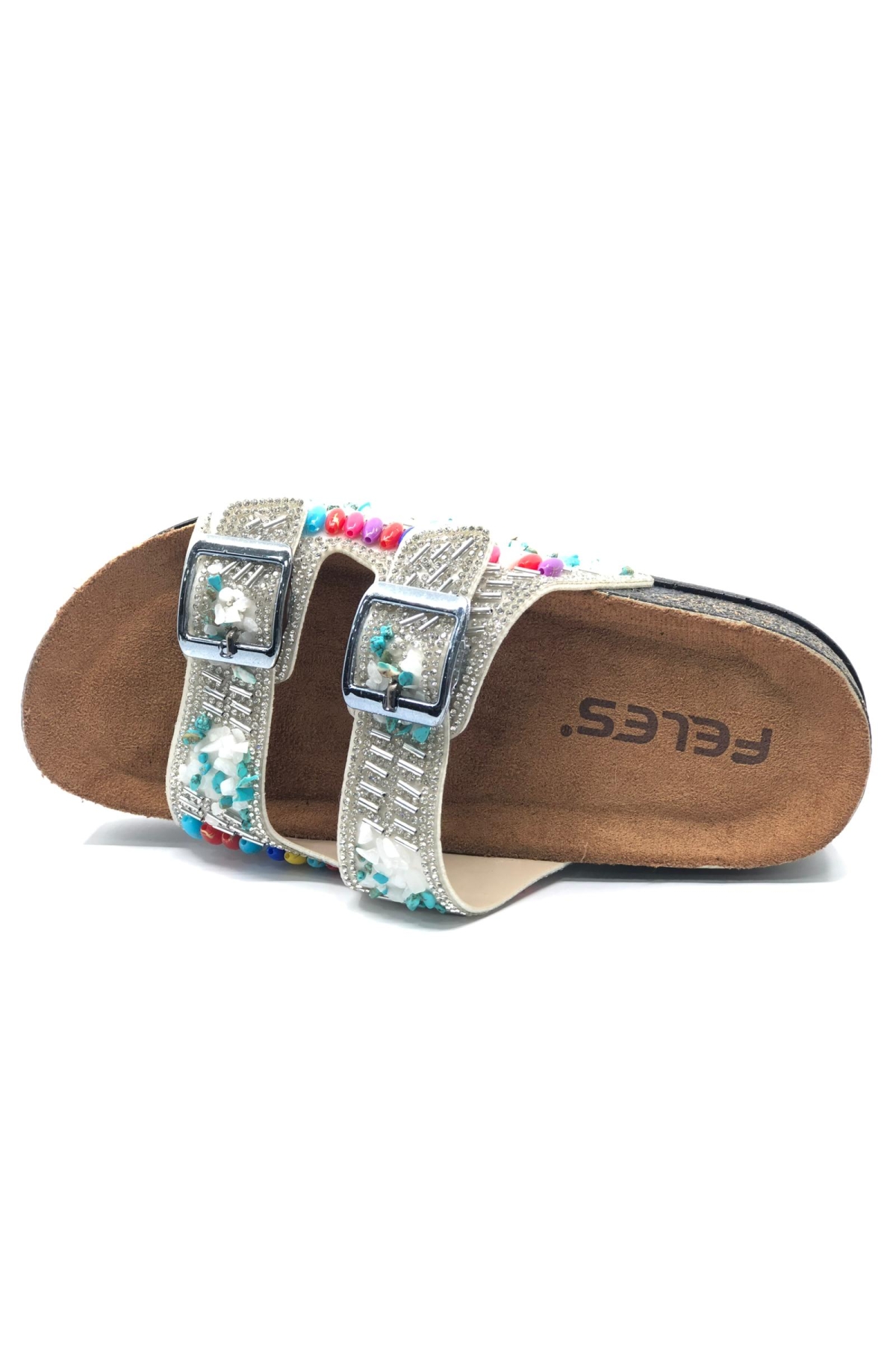 Çift Toka Mantar Taban Taş Detaylı Kadın Terlik - Görsel 6