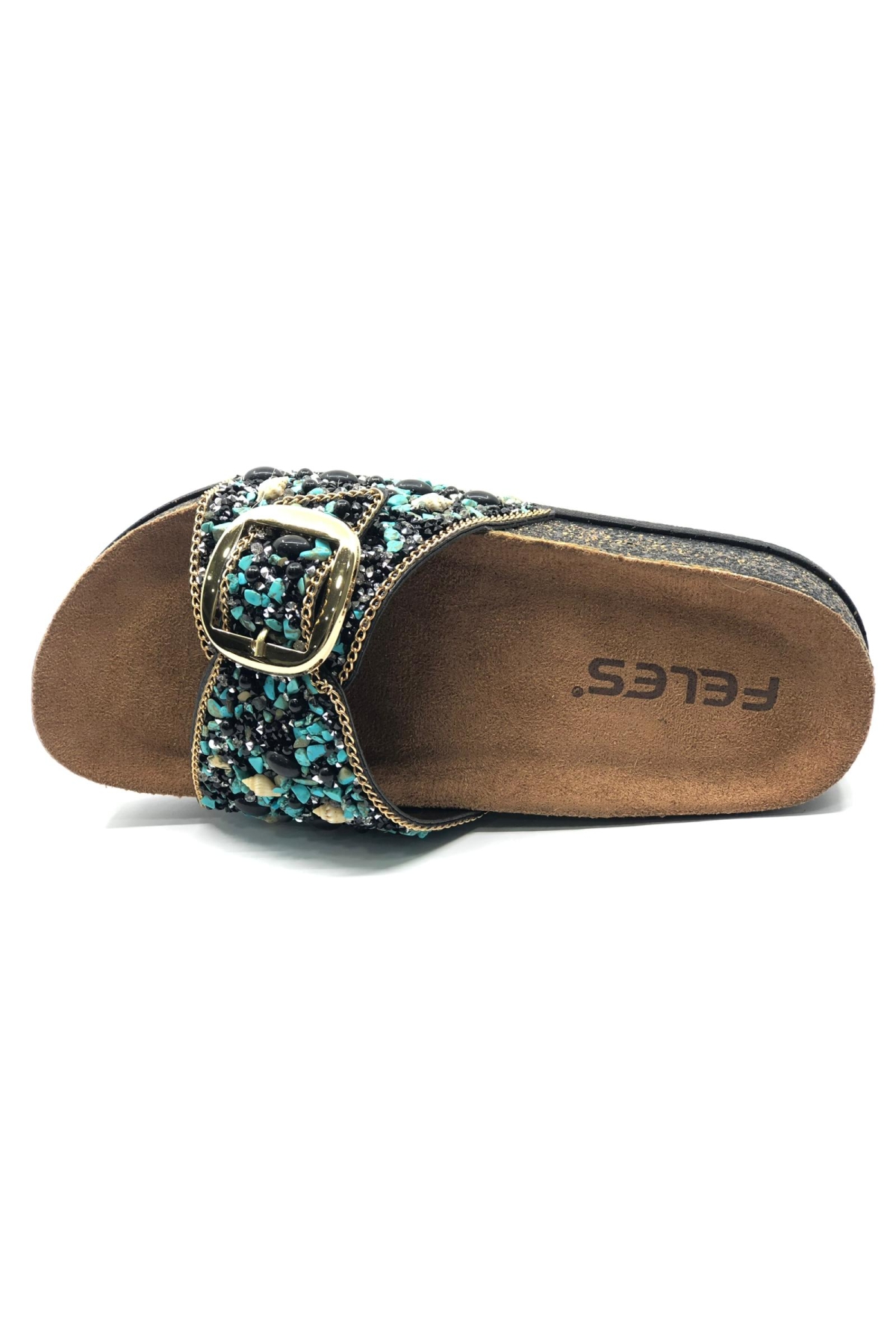 Tek Toka Mantar Taban Taş Detaylı Kadın Terlik - Görsel 5