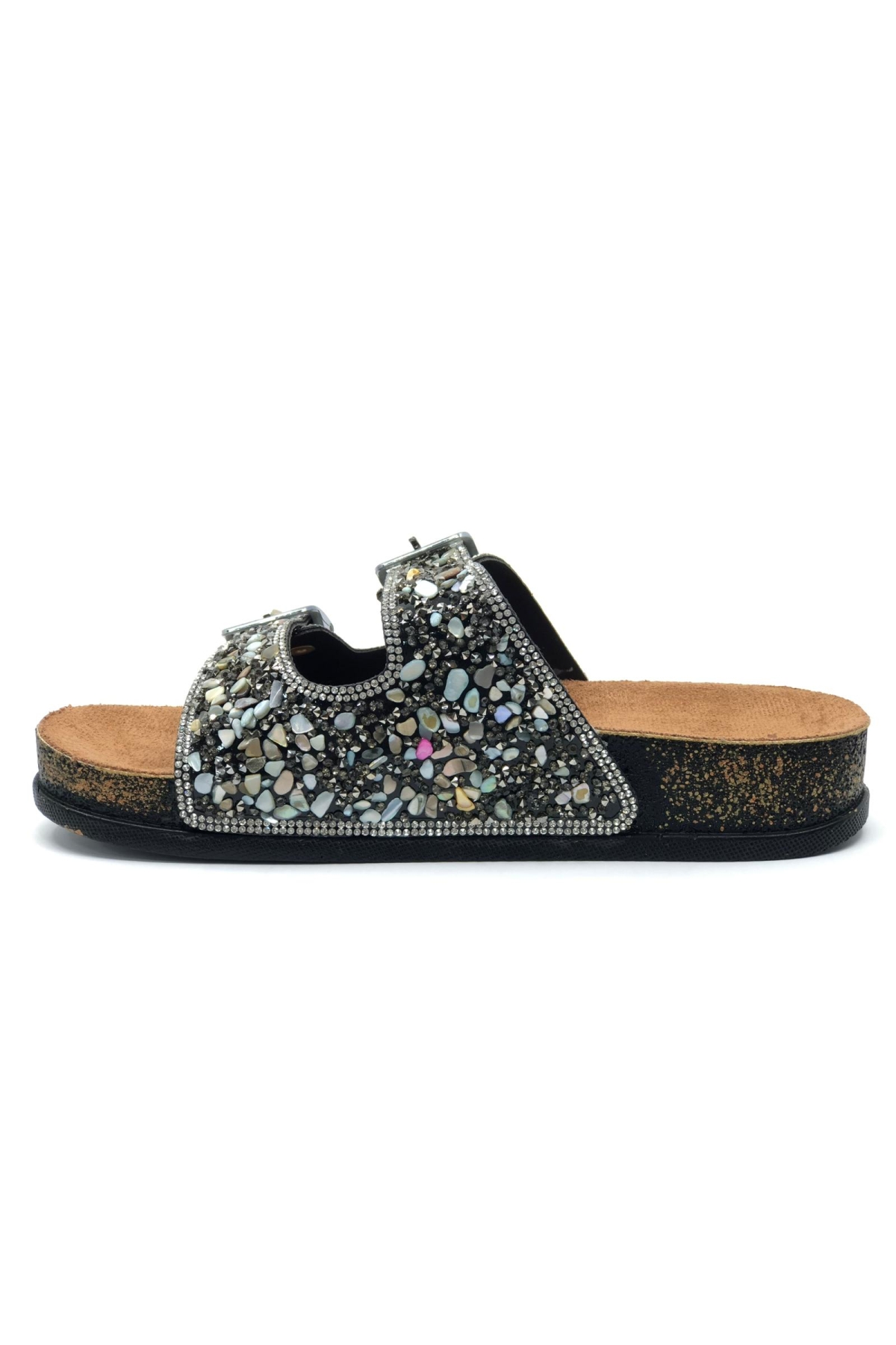 Çift Toka Mantar Taban Taş Detaylı Kadın Terlik - Görsel 8