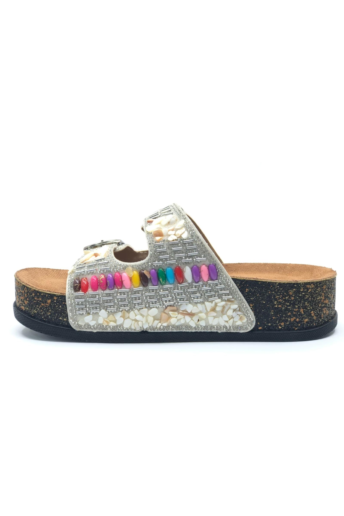 Çift Toka Mantar Taban Taş Detaylı Kadın Terlik - Görsel 7