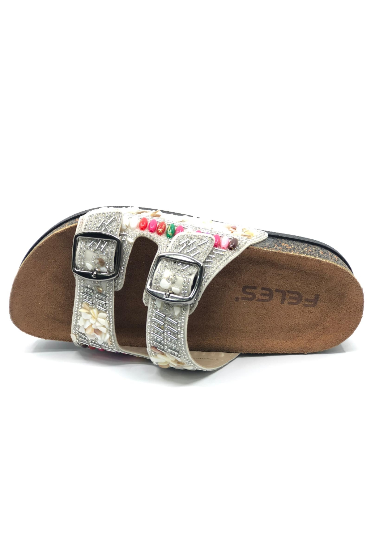 Çift Toka Mantar Taban Taş Detaylı Kadın Terlik - Görsel 8