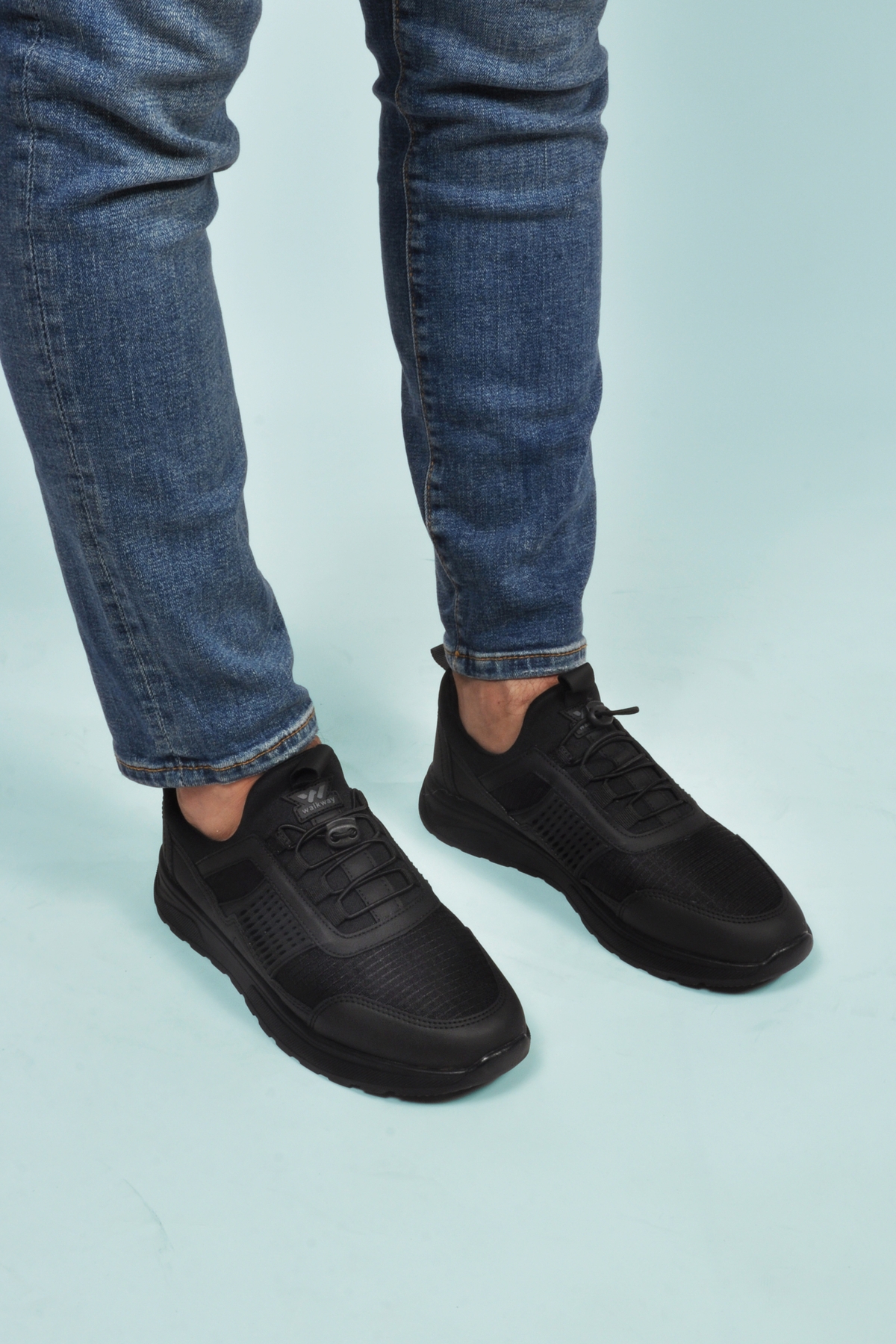 Siyah Hafif Esnek Kilit Bağcıklı Erkek Spor Ayakkabı Nans 6006 M - Görsel 2