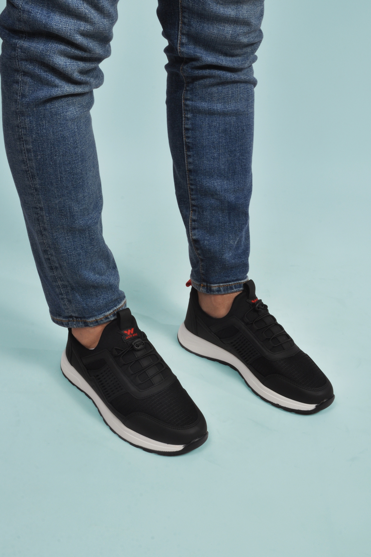 Siyah Kırmızı Hafif Esnek Kilit Bağcıklı Erkek Spor Ayakkabı Nans 6006 M - Görsel 2