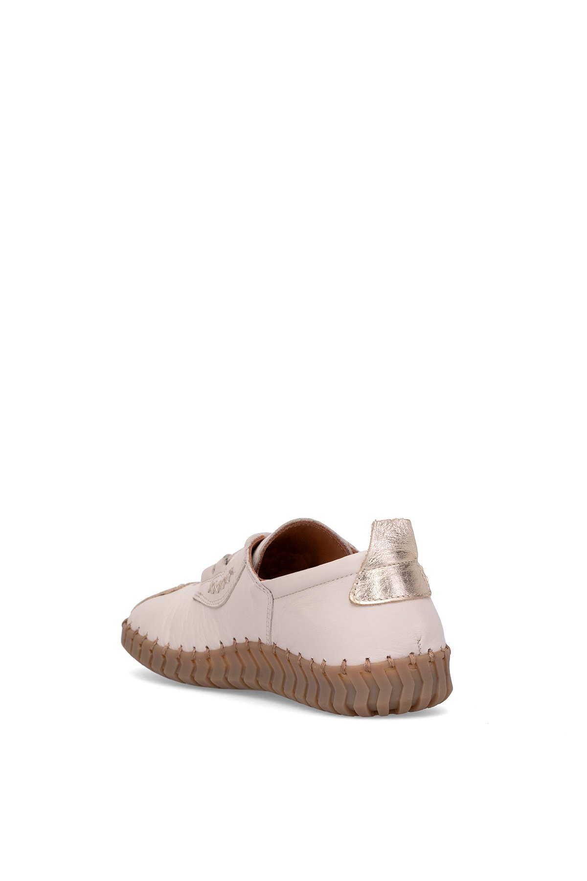 2010724Y Kadın Hakiki Deri Casual Ayakkabı Bej - Görsel 5