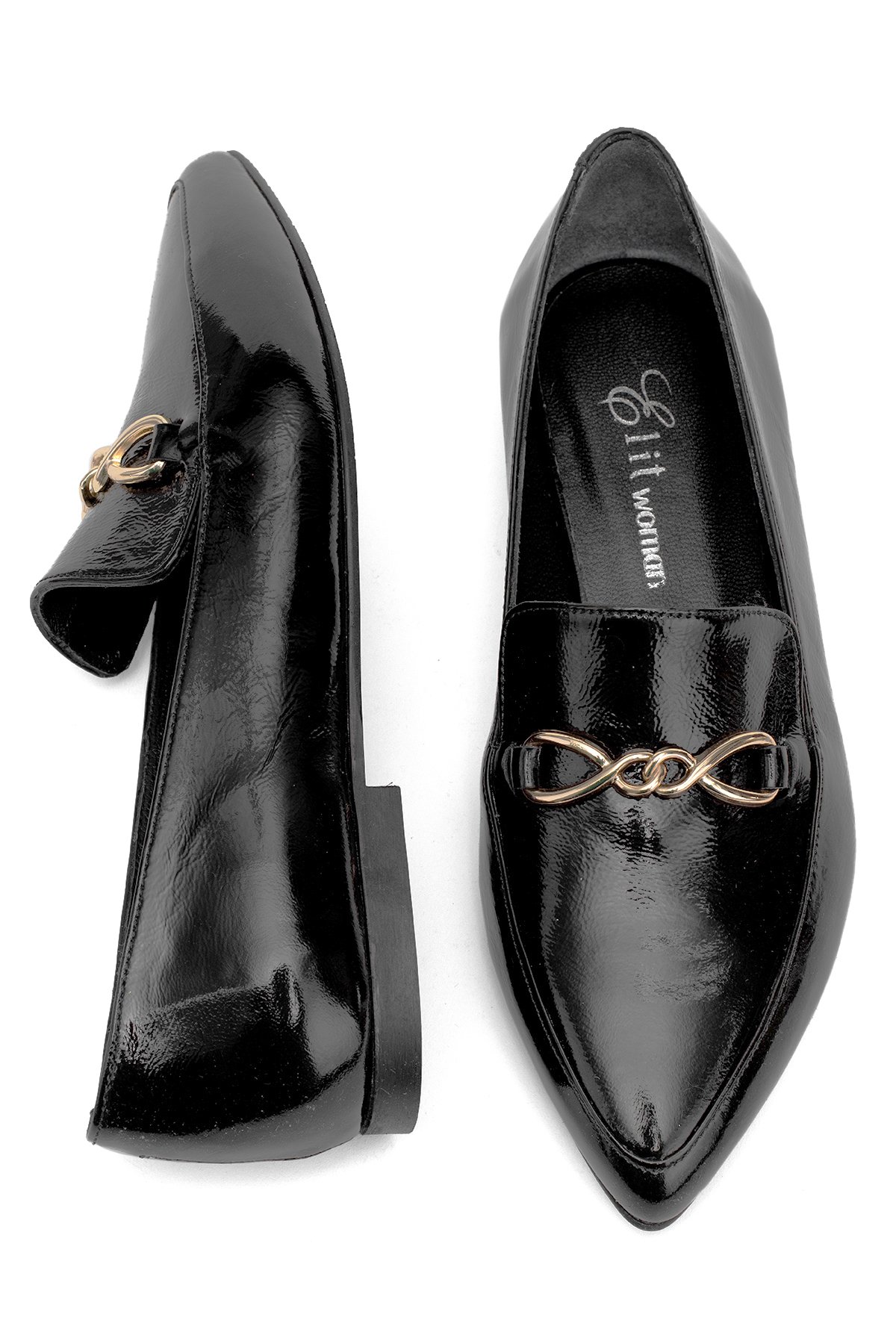 Elit Fiora Kadın Hakiki Rugan Deri Casual Ayakkabı Siyah - Görsel 5