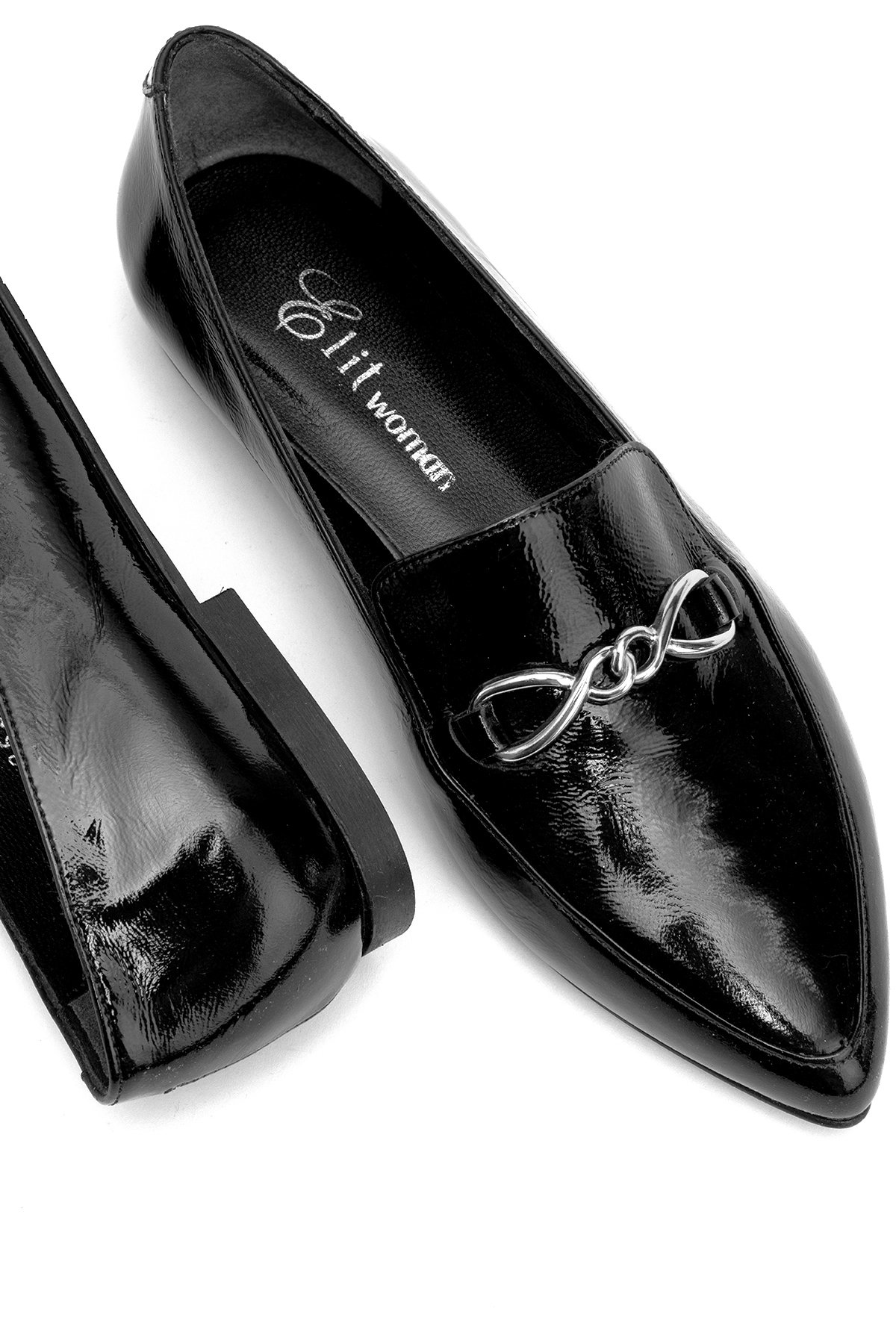 Elit Fiora Kadın Hakiki Rugan Deri Casual Ayakkabı Siyah - Görsel 6