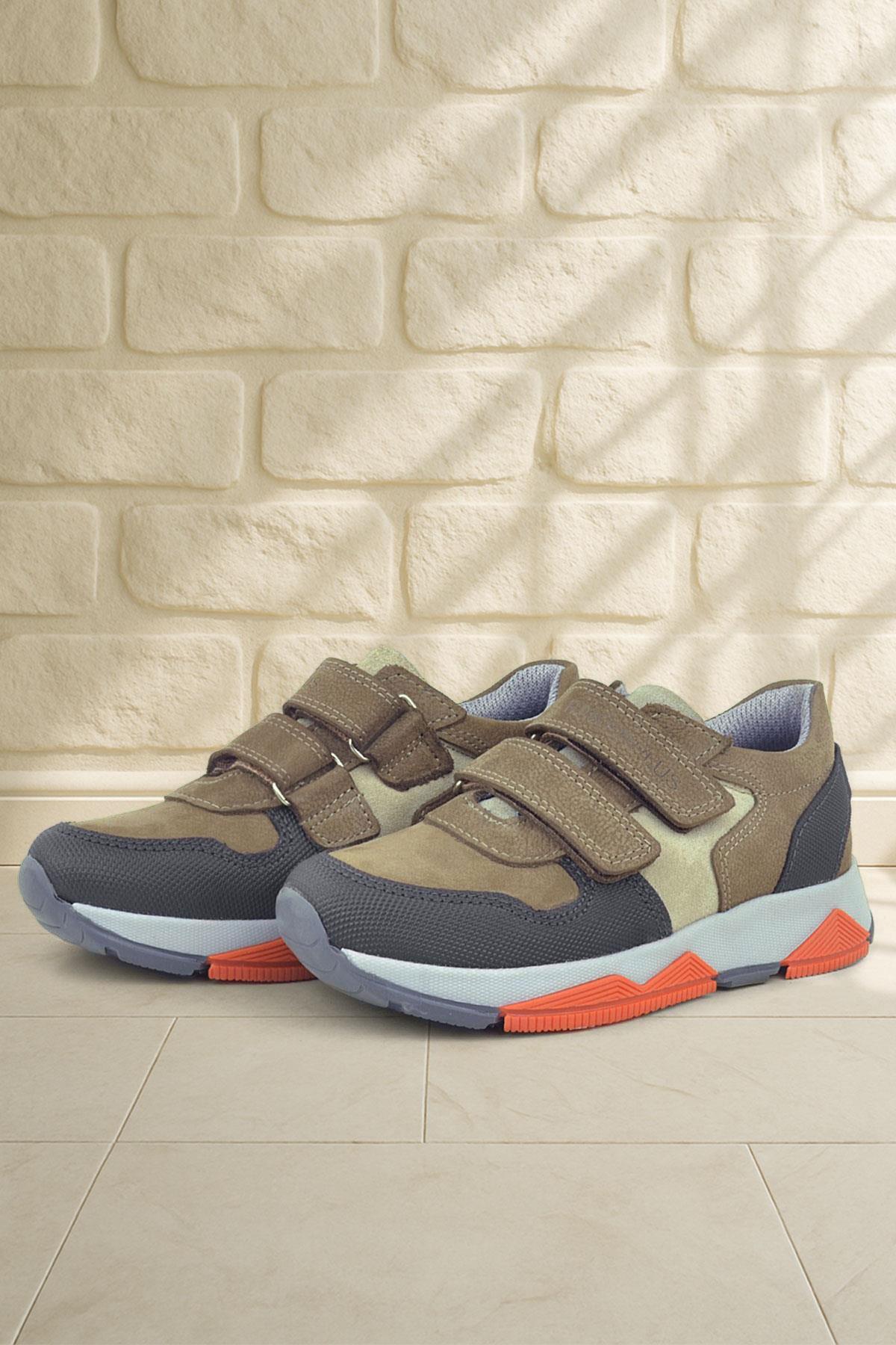 Hakiki Deri Kahverengi Çocuk Sneakers Spor Ayakkabı - Görsel 3