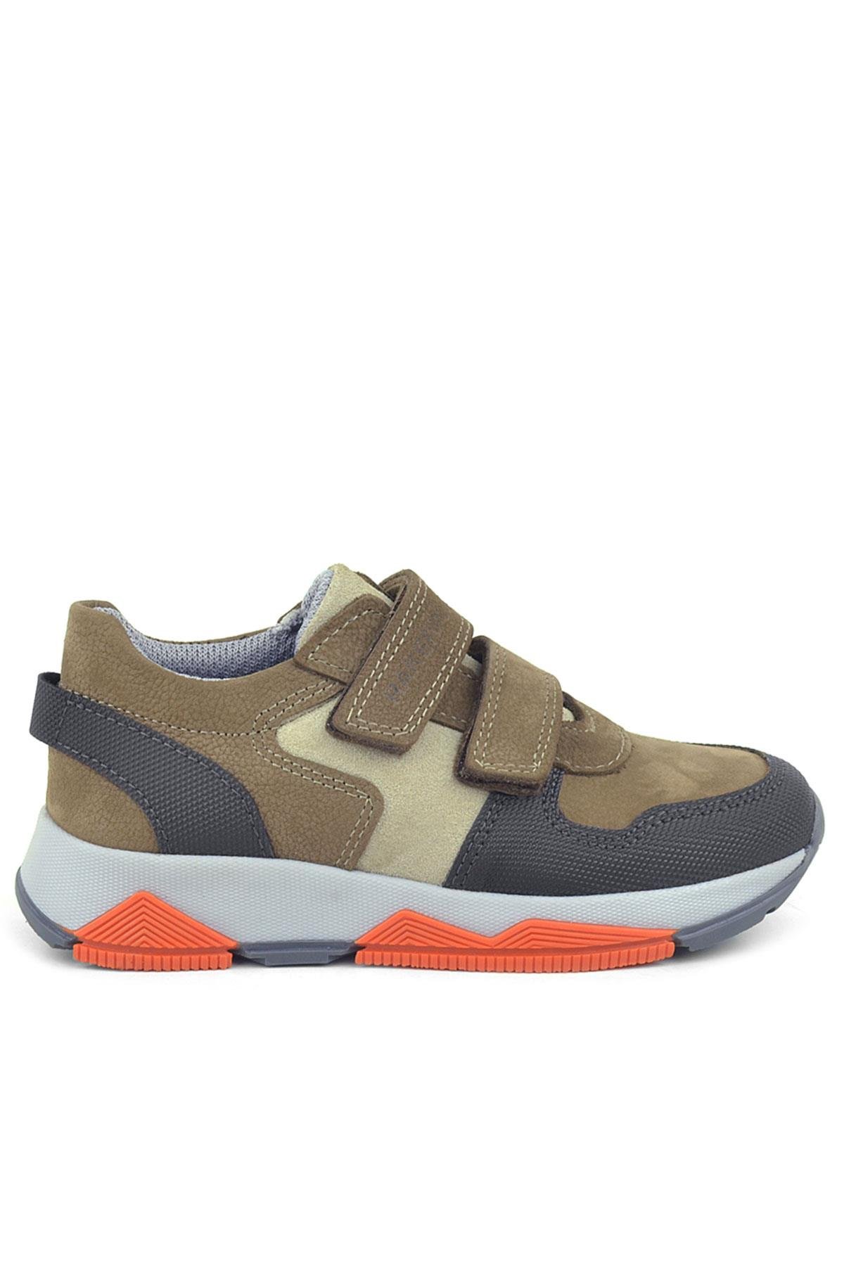 Hakiki Deri Kahverengi Çocuk Sneakers Spor Ayakkabı - Görsel 4