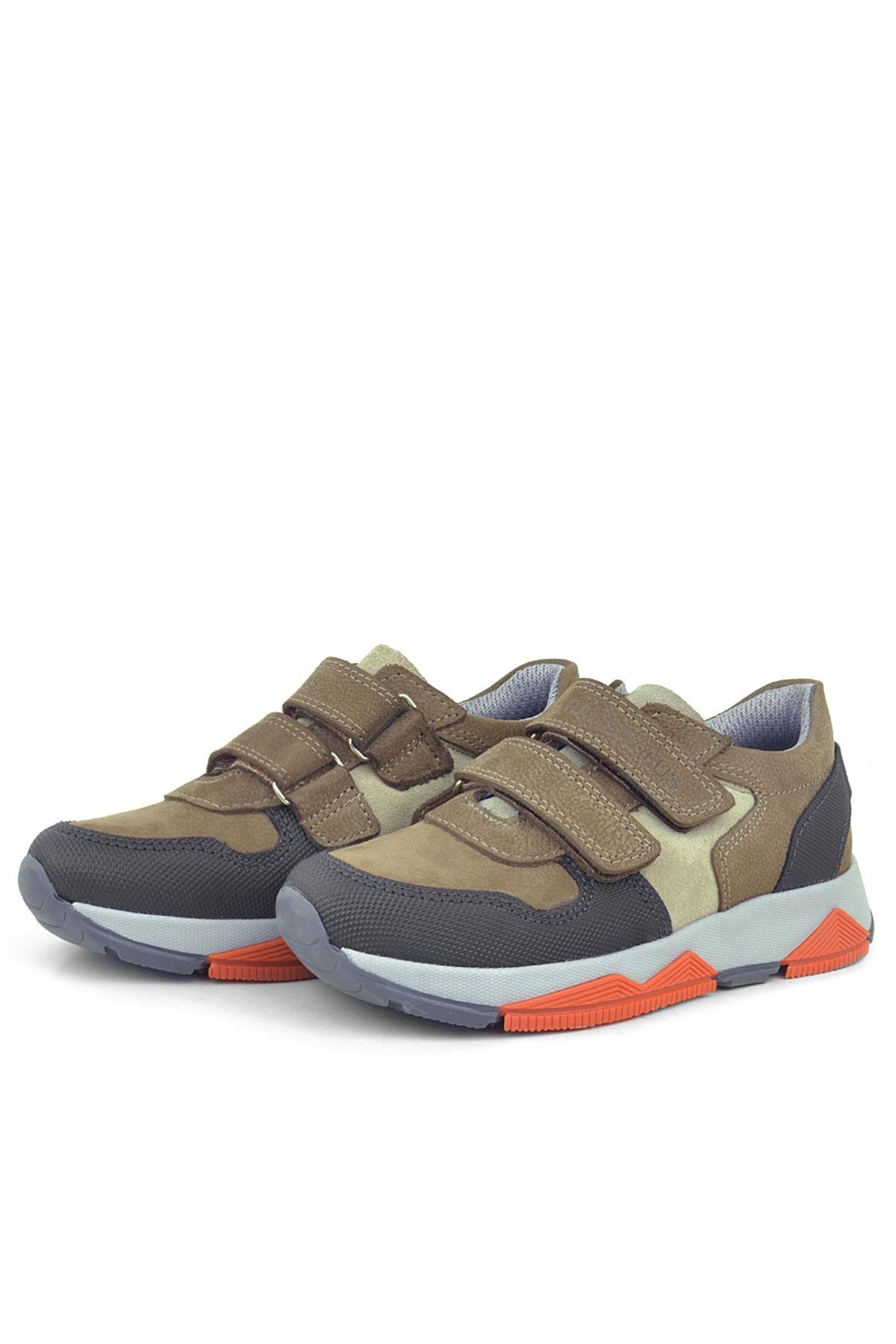 Hakiki Deri Kahverengi Çocuk Sneakers Spor Ayakkabı - Görsel 5