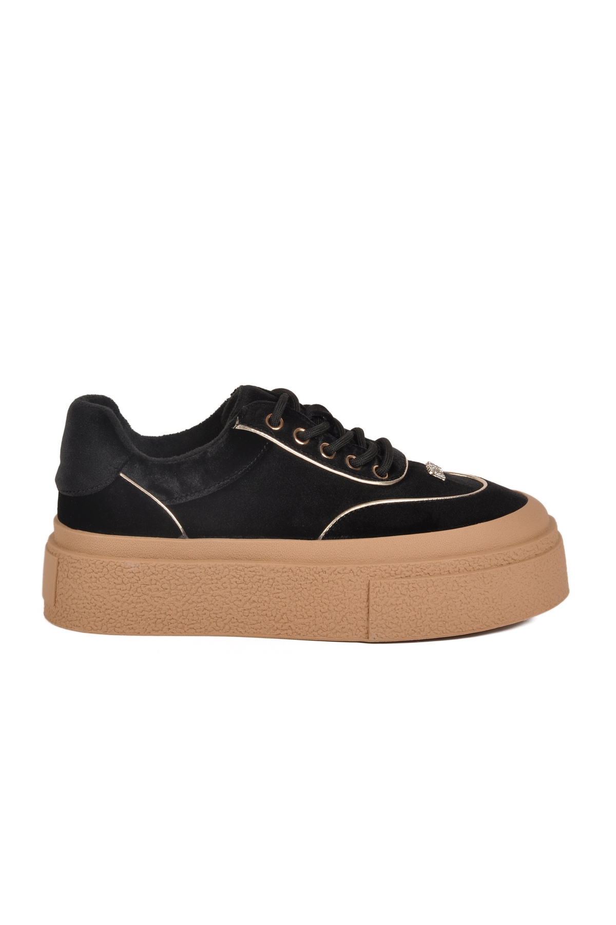 Guja Siyah Yüksek Taban İçi Polarlı Bağcıklı Kadın Sneaker