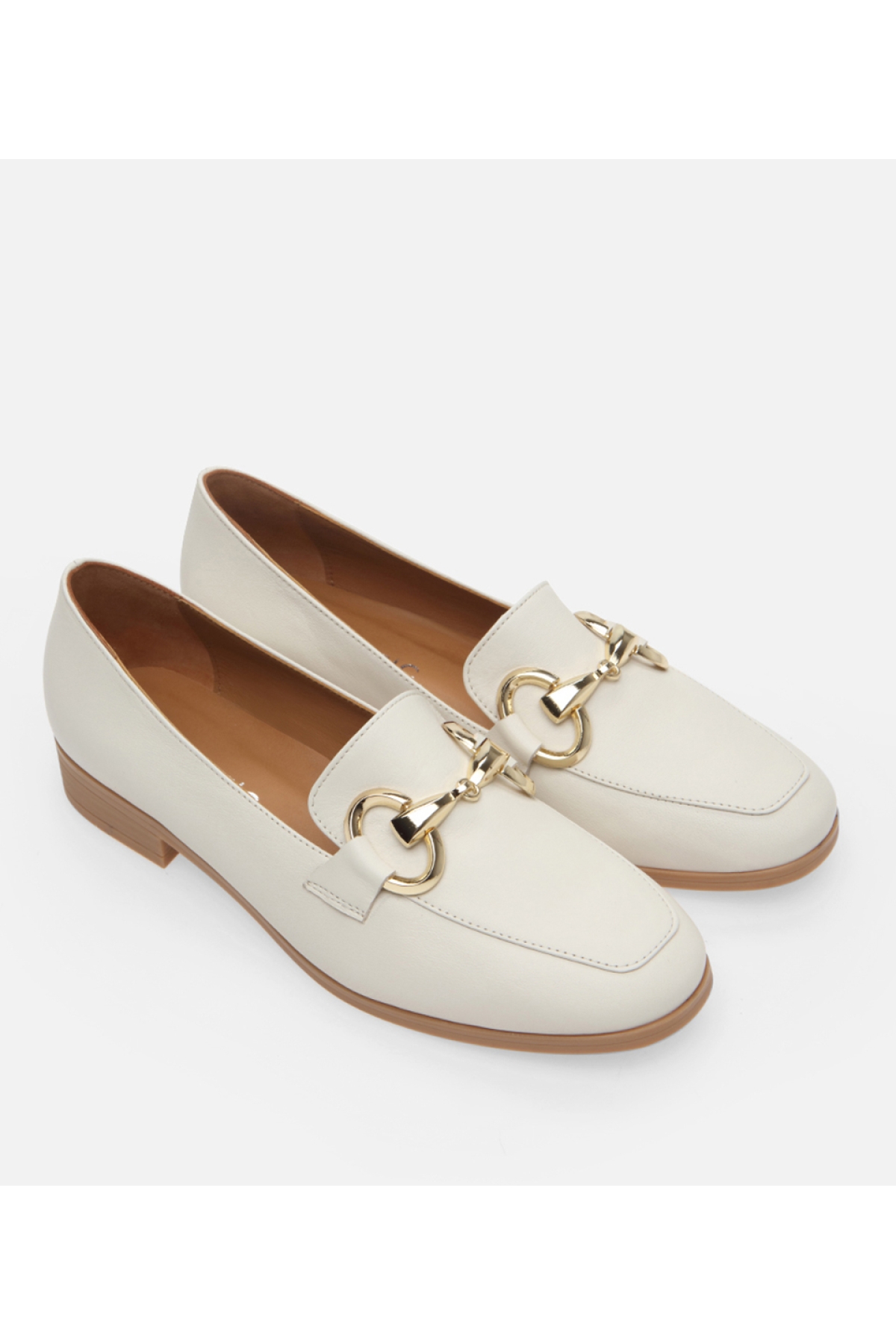 Kadın Deri Ekru Loafer - Görsel 3