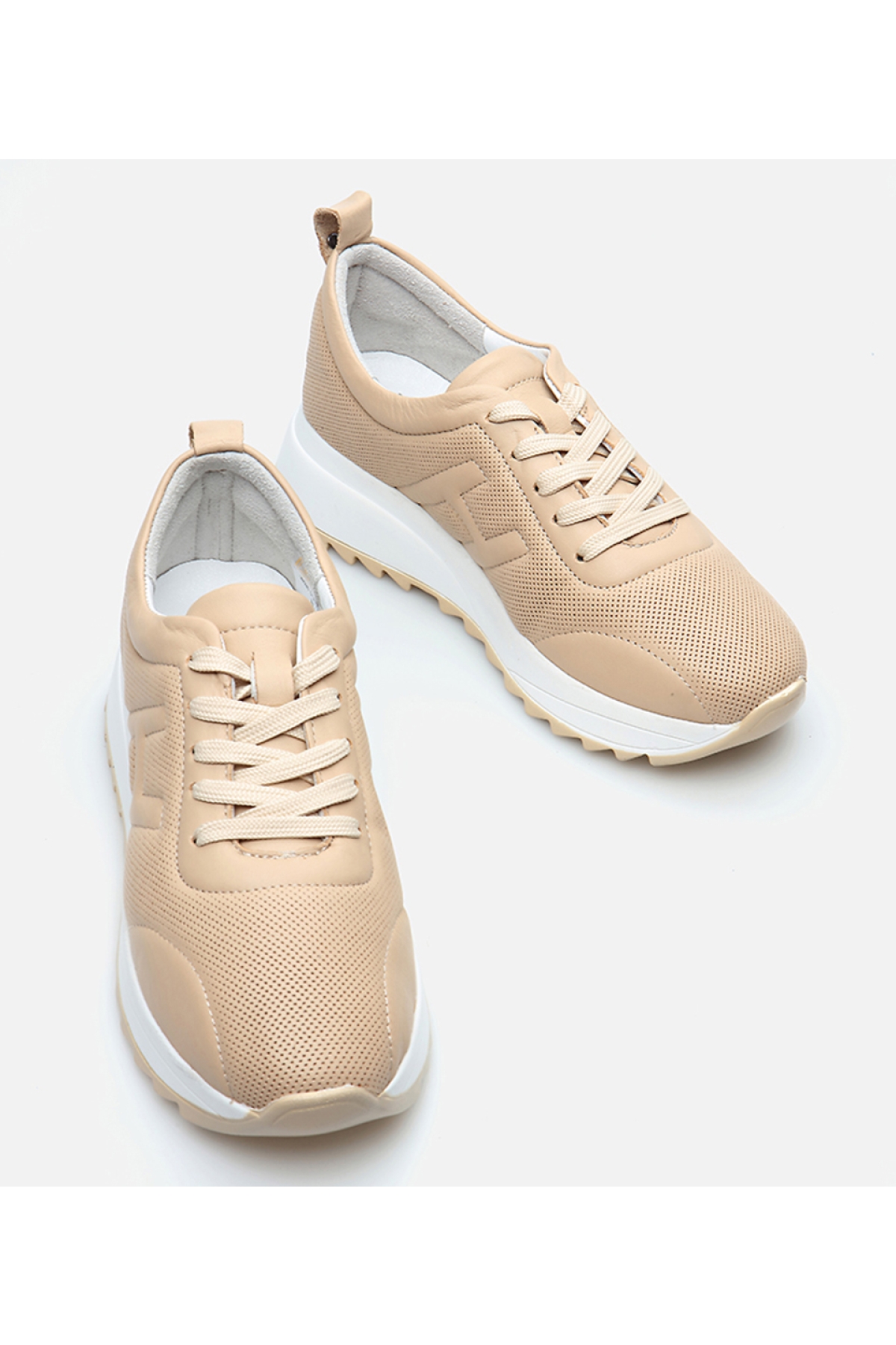 Kadın Deri Bej Spor Ayakkabı - Görsel 3