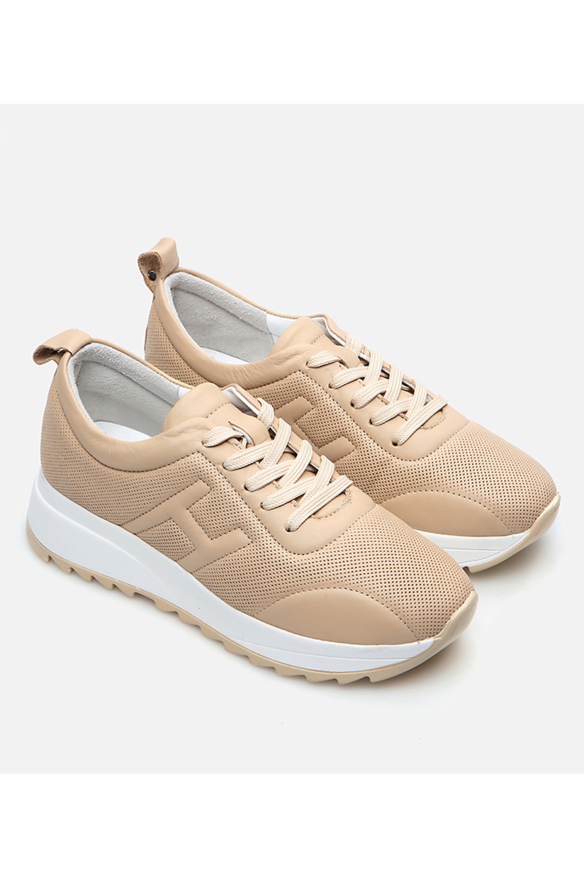 Kadın Deri Bej Spor Ayakkabı - Görsel 4
