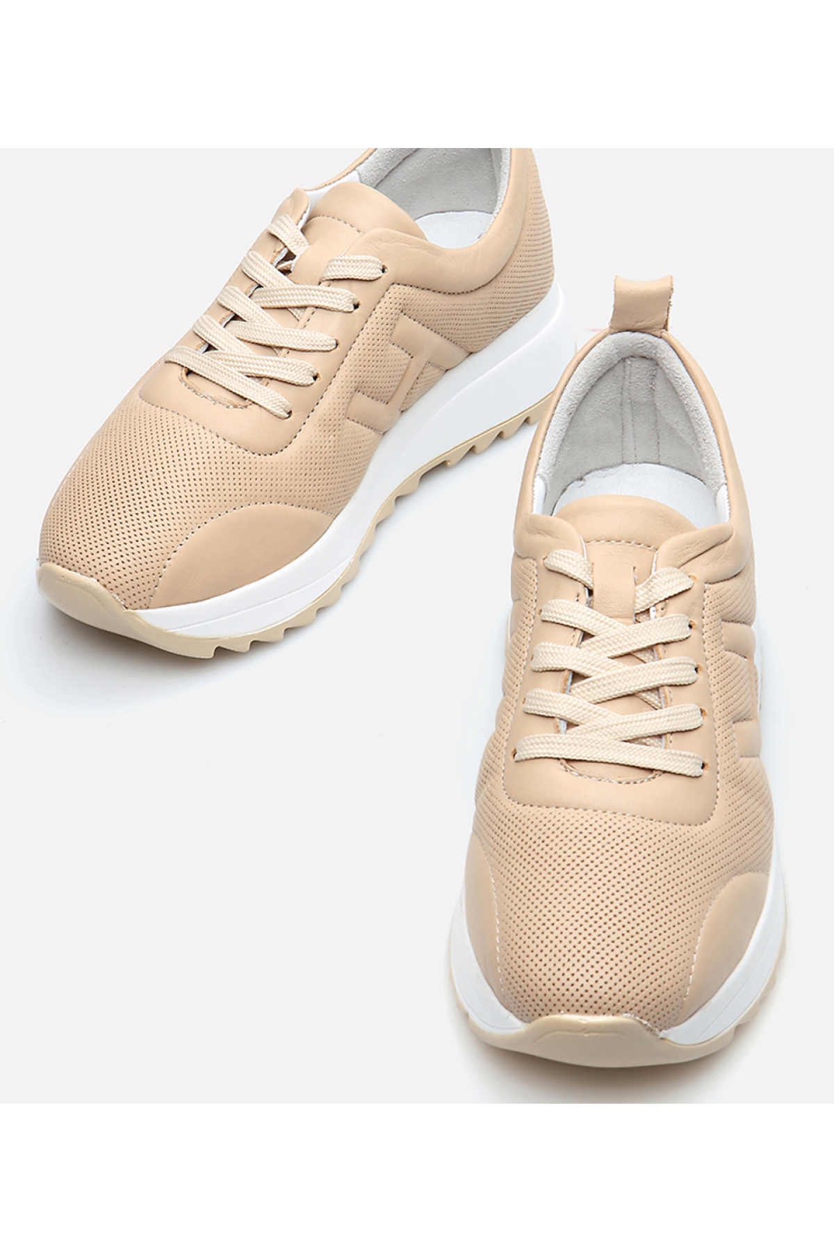Kadın Deri Bej Spor Ayakkabı - Görsel 5
