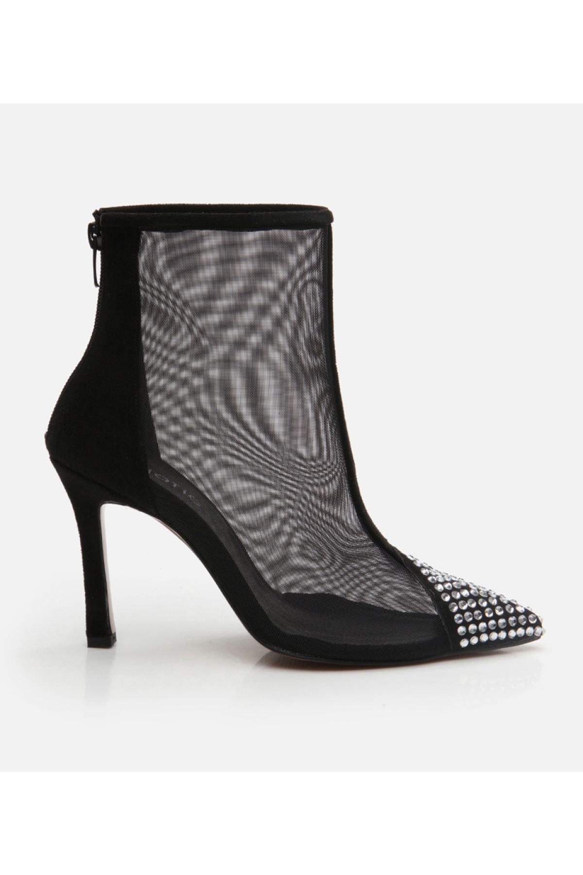 Kadın Siyah Tül/Taş Detaylı Topuklu Bot - Görsel 2