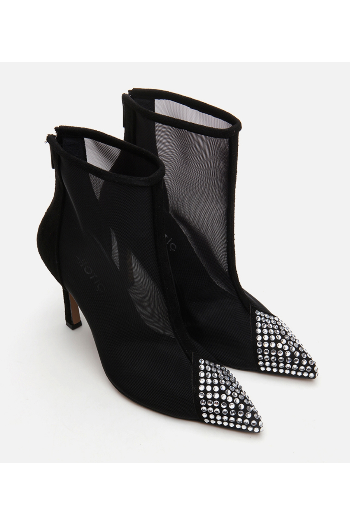 Kadın Siyah Tül/Taş Detaylı Topuklu Bot - Görsel 3