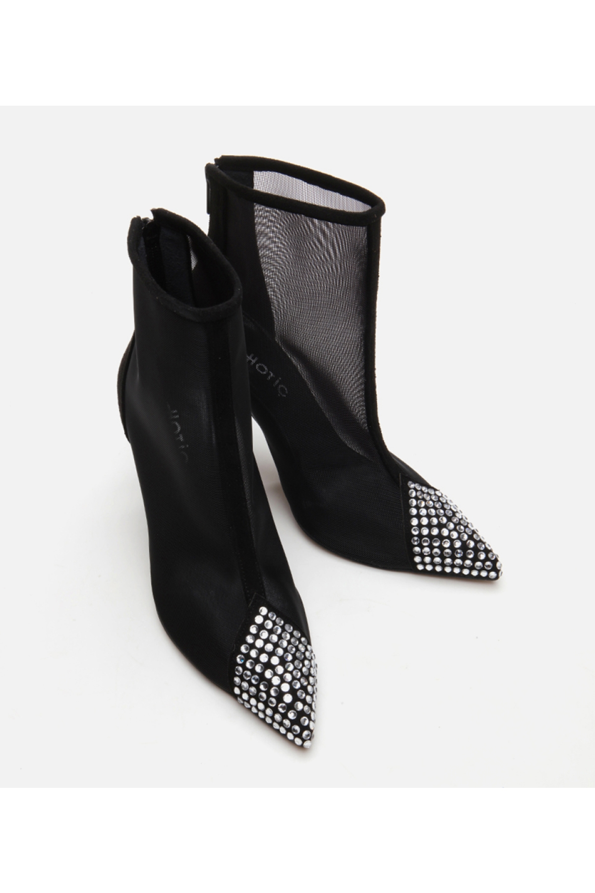 Kadın Siyah Tül/Taş Detaylı Topuklu Bot - Görsel 4