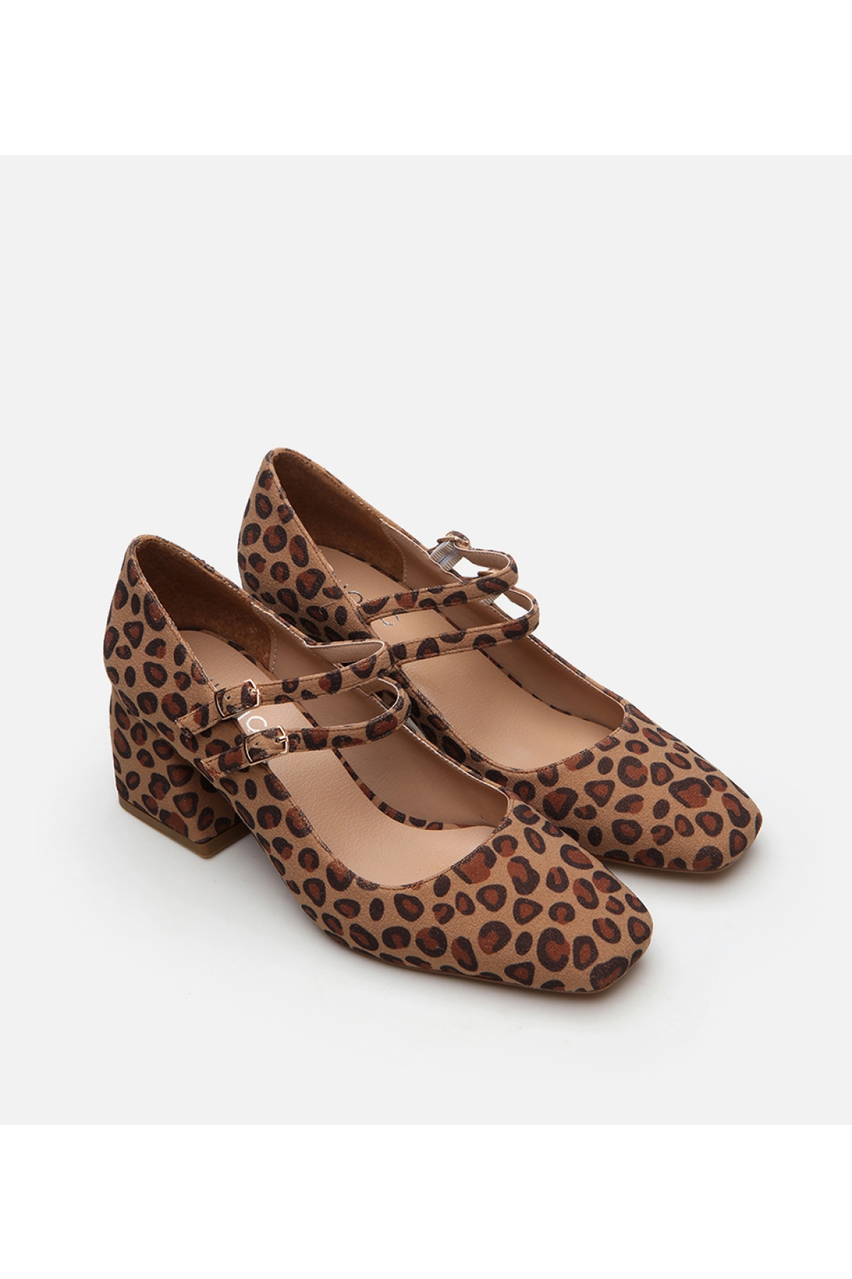 Kadın Mary Jane Leopar Desenli Kalın Topuklu Ayakkabı - Görsel 3
