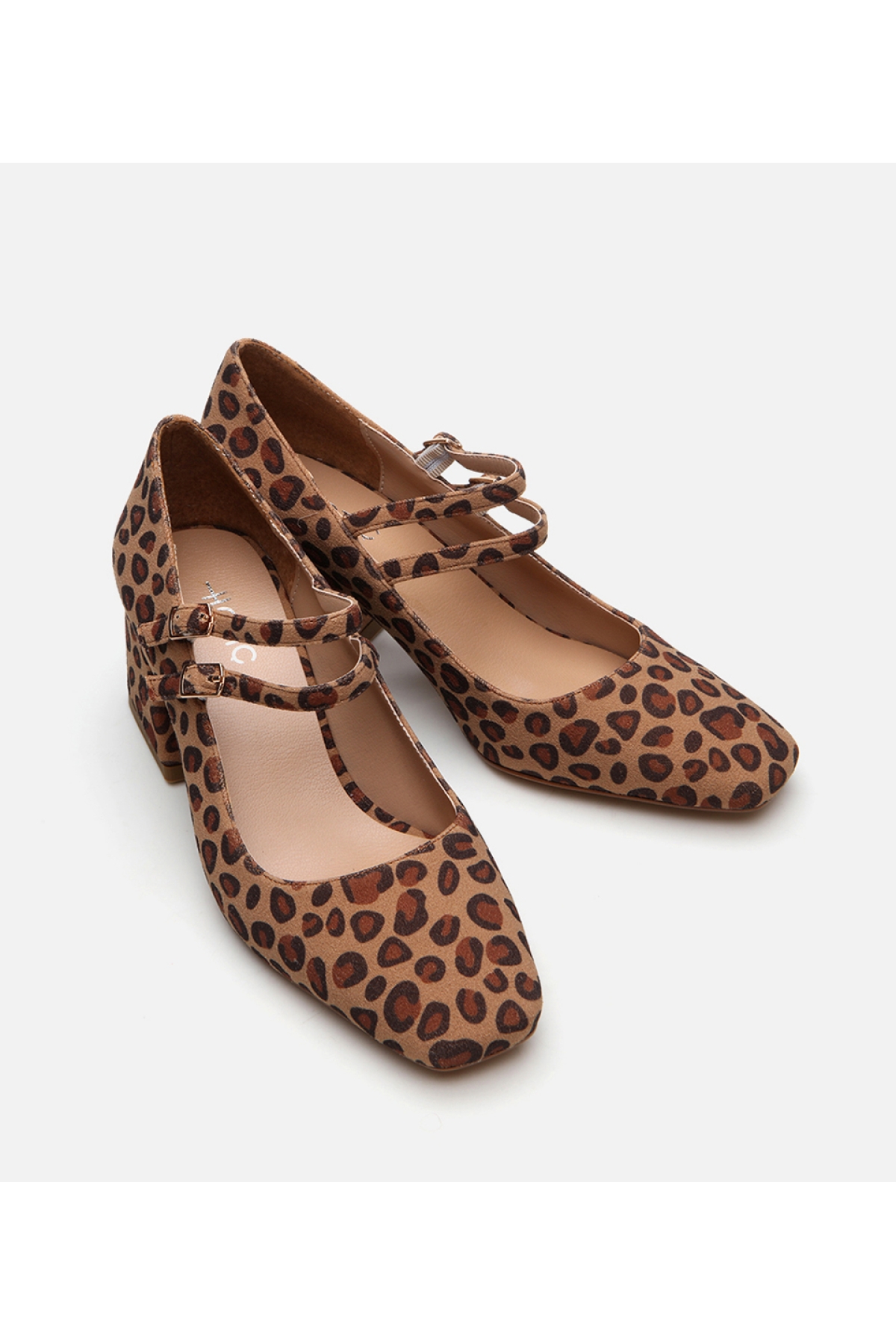 Kadın Mary Jane Leopar Desenli Kalın Topuklu Ayakkabı - Görsel 4