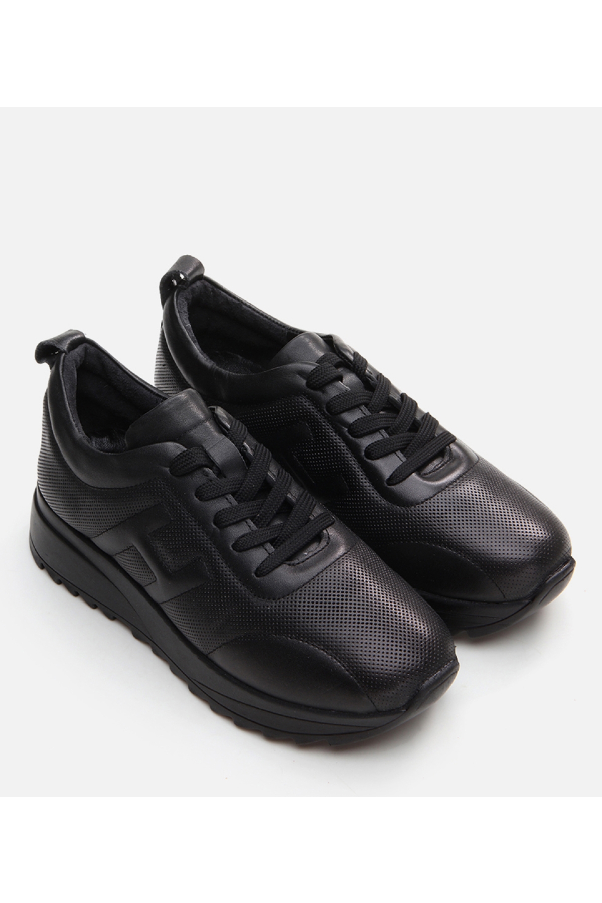 Kadın Deri Siyah Spor Ayakkabı - Görsel 3